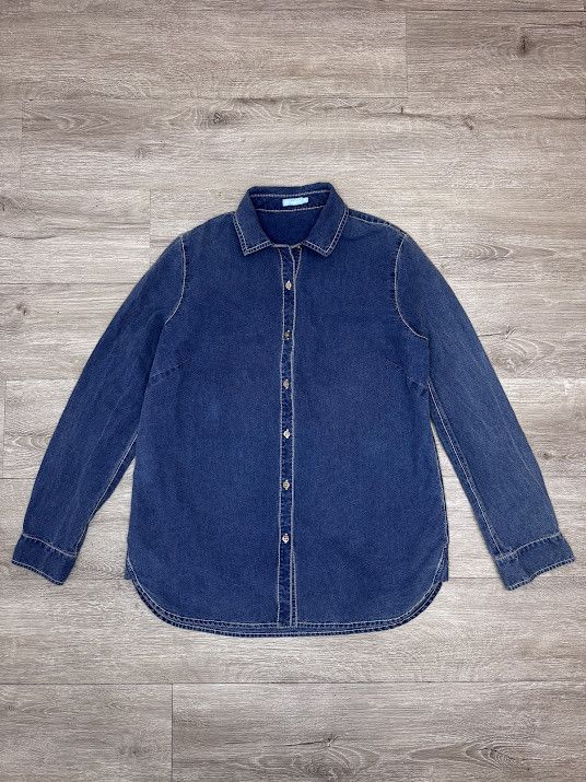 J.McLaughlin Denim Button Down Shirt XS Long Sleeve Chambray Collared Top Size XS / US 0-2 / IT 36-38 - 1 Thumbnail