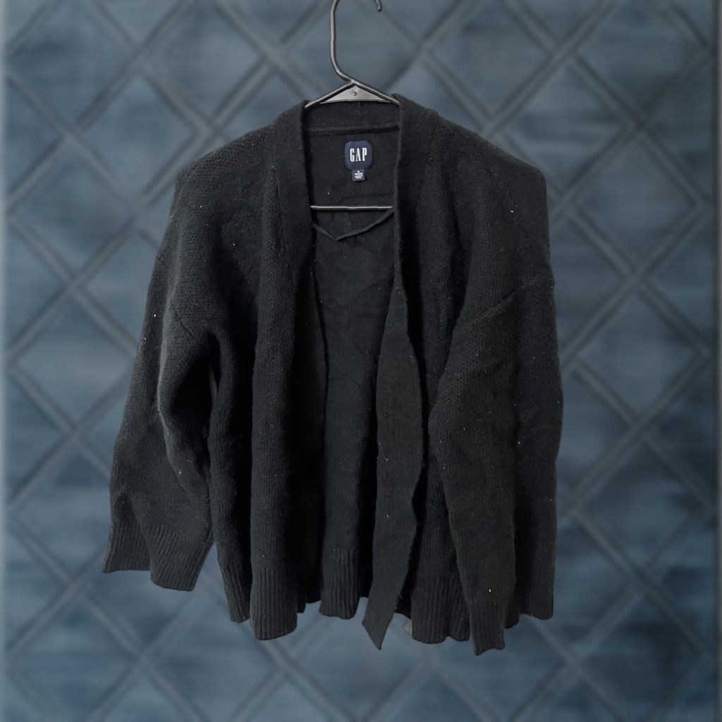 Gap VINTAGE Gap Women’s Cardigan Sweater Open Front Casual Short Sleeve Petite Black Knit 90s City Style Size S / US 4 / IT 40 - 1 Thumbnail