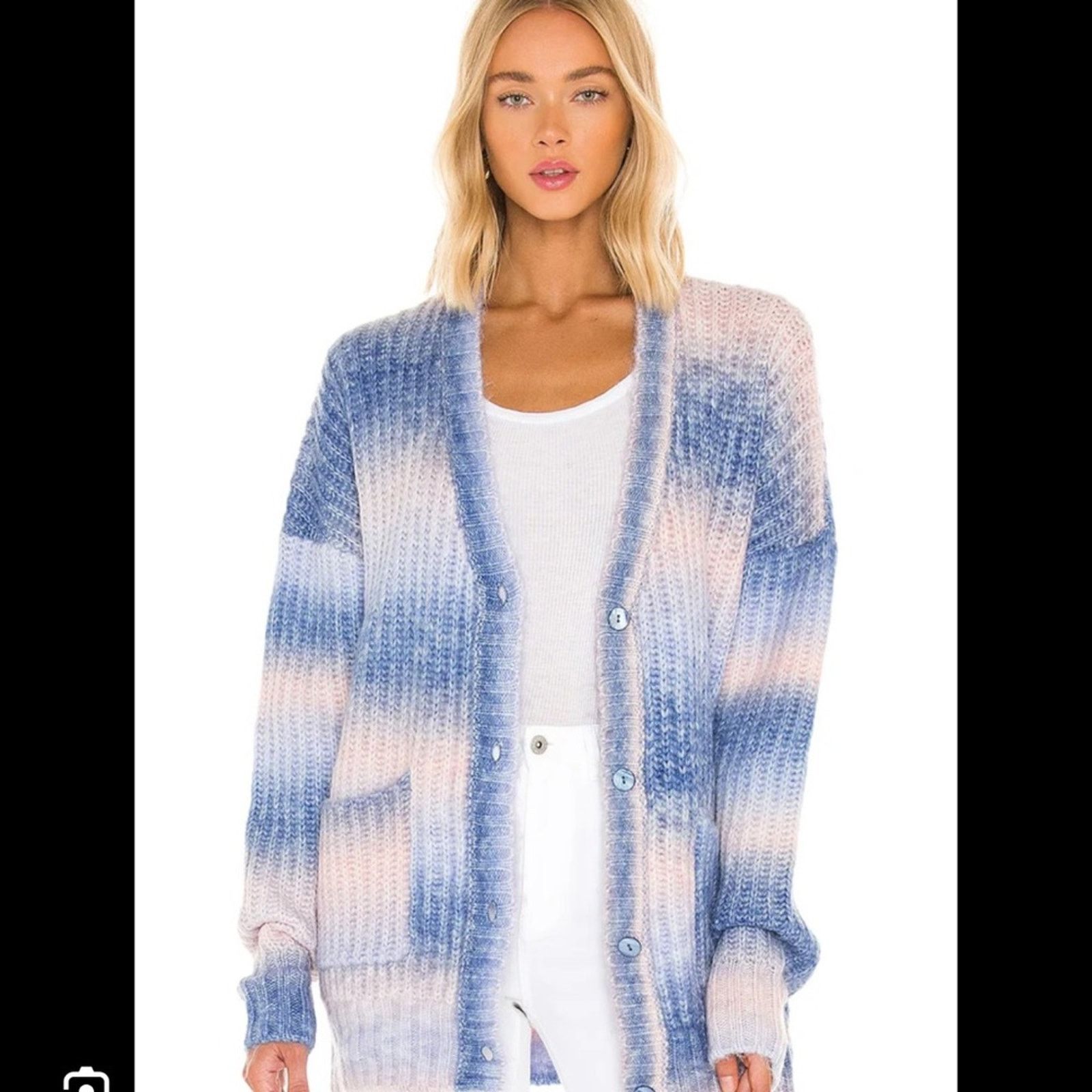 For Love & Lemons For Love & Lemons Celeste Cardigan - Size XS - Blue/Pink Size XS / US 0-2 / IT 36-38 - 2 Thumbnail