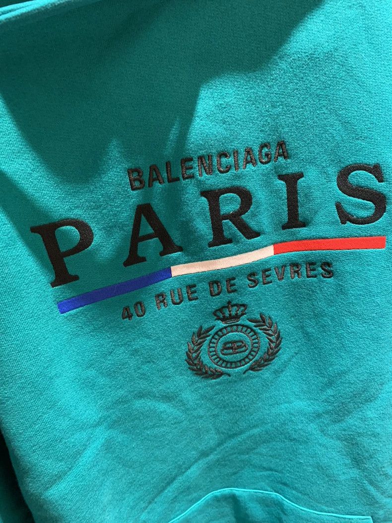 Balenciaga Balenciaga New Peacock Blue Embroidered Hoodie with Tags Size US S / EU 44-46 / 1 - 3 Thumbnail