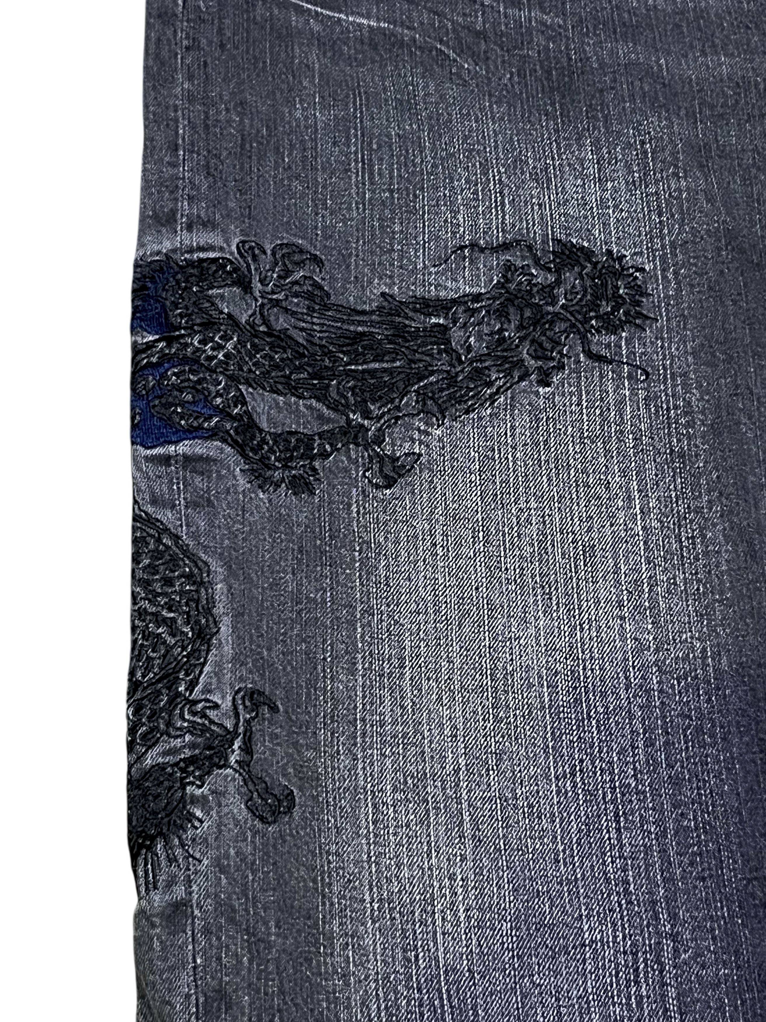 Dragonfly Sukajan Embroidery Black Dragon Tattoo Wear Denim Karakuri Size US 38 / EU 54 - 5 Thumbnail
