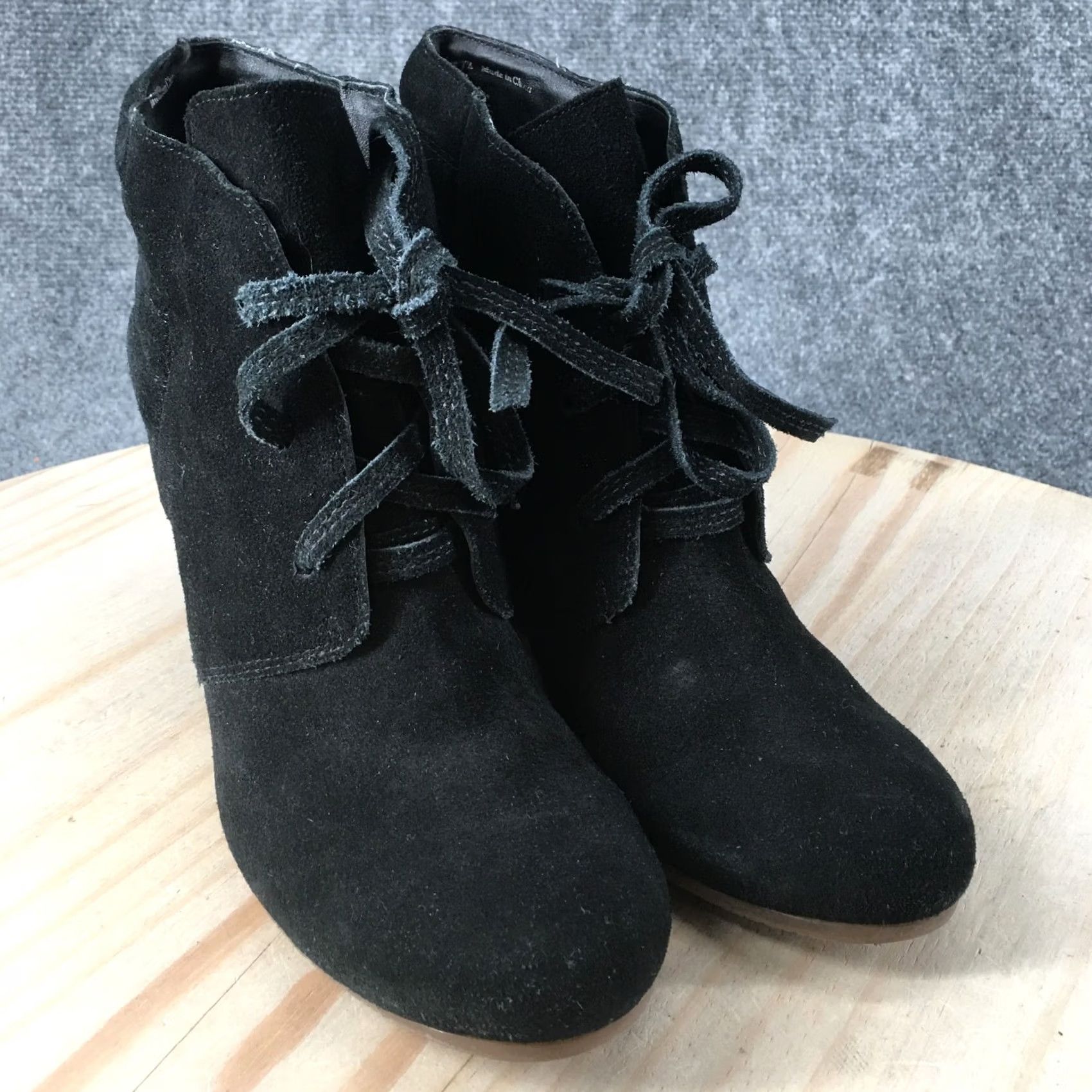 Dolce Vita Dolce Vita Boots Womens 7.5 Page Lace Up Wedge Ankle Bootie Black Faux Suede Size US 8 / IT 38 - 3 Thumbnail