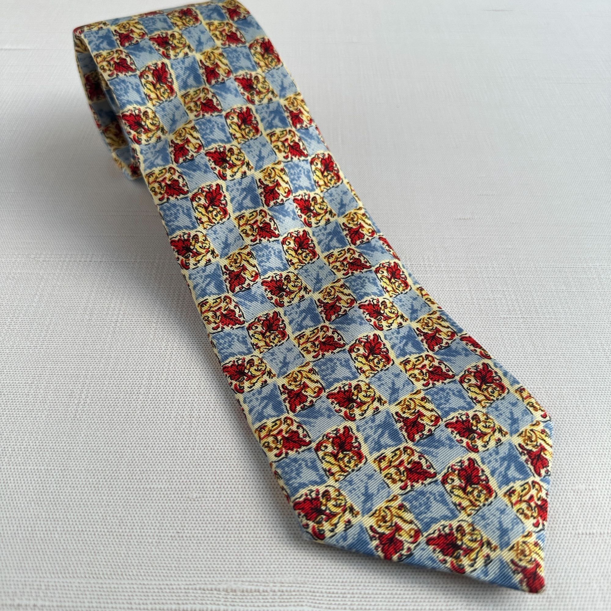 Other Pink London Mens Silk Tie Blue Red Yellow White Checkered Pa Size ONE SIZE - 1 Thumbnail