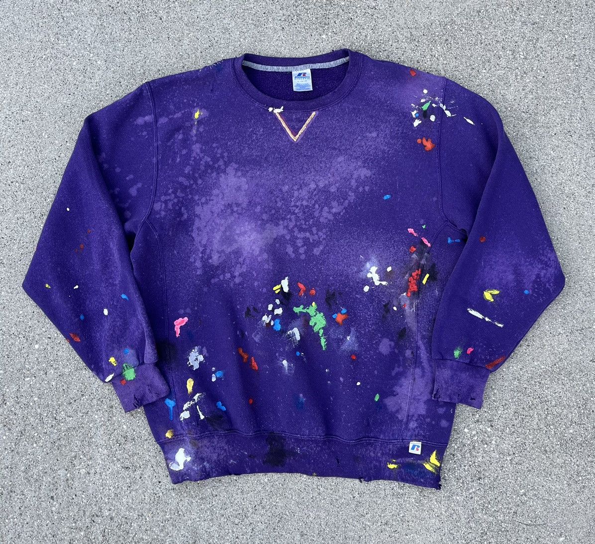 Custom Russel Athletic Thrashed Distress Crewneck Sweatshirt