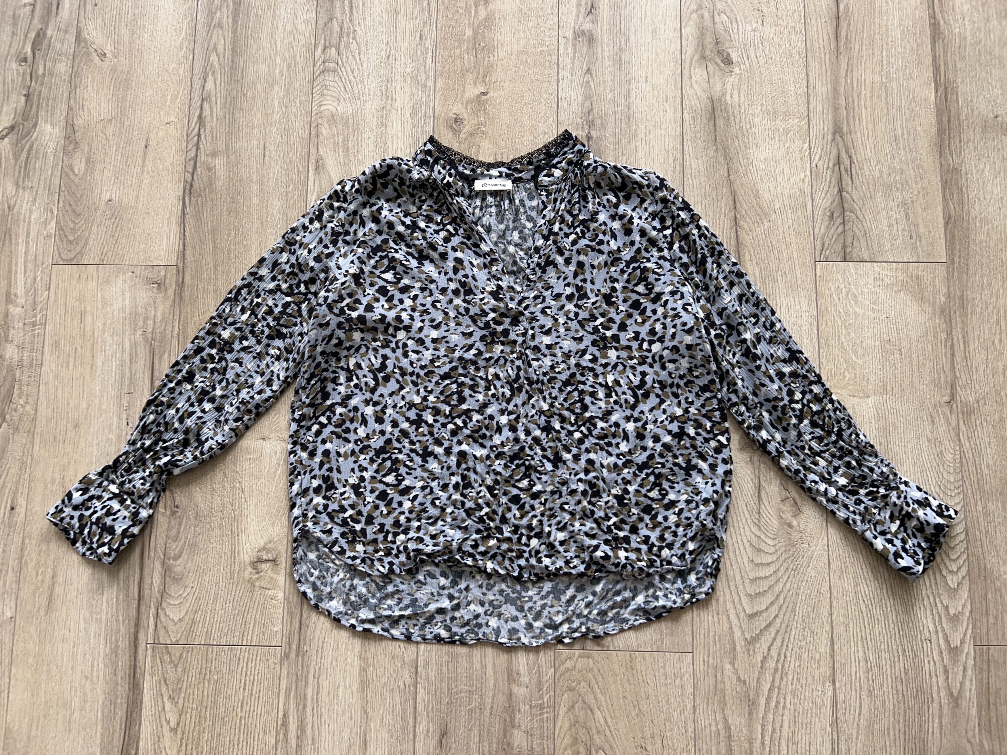 Designer × Zadig & Voltaire Zadig & Voltaire Tink Leo Crinkle Shirt Long Sleeve Top Size S / US 4 / IT 40 - 1 Thumbnail