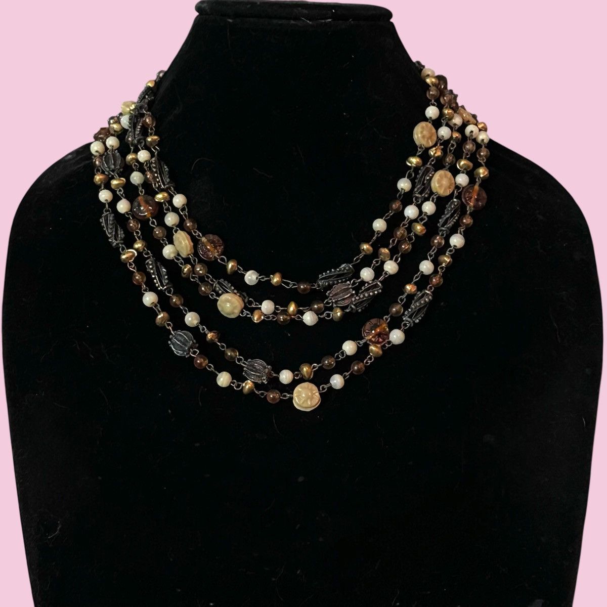 Other Bronze tone multi strand layered station bead necklace Size ONE SIZE - 1 Thumbnail