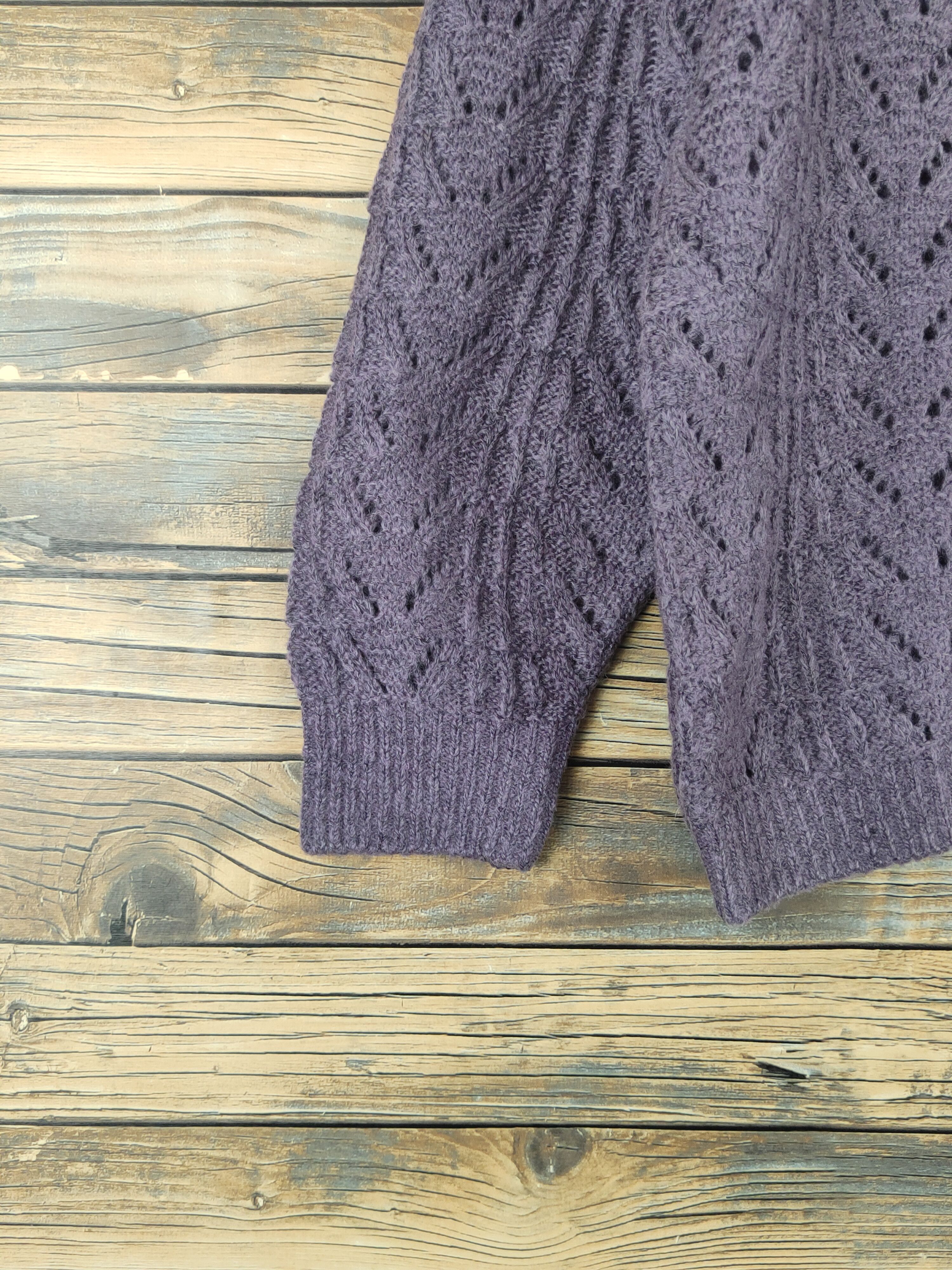 Japanese Brand Japan crochet vintage Purple Knitwear Cardigan #W1096 Size US L / EU 52-54 / 3 - 4 Thumbnail