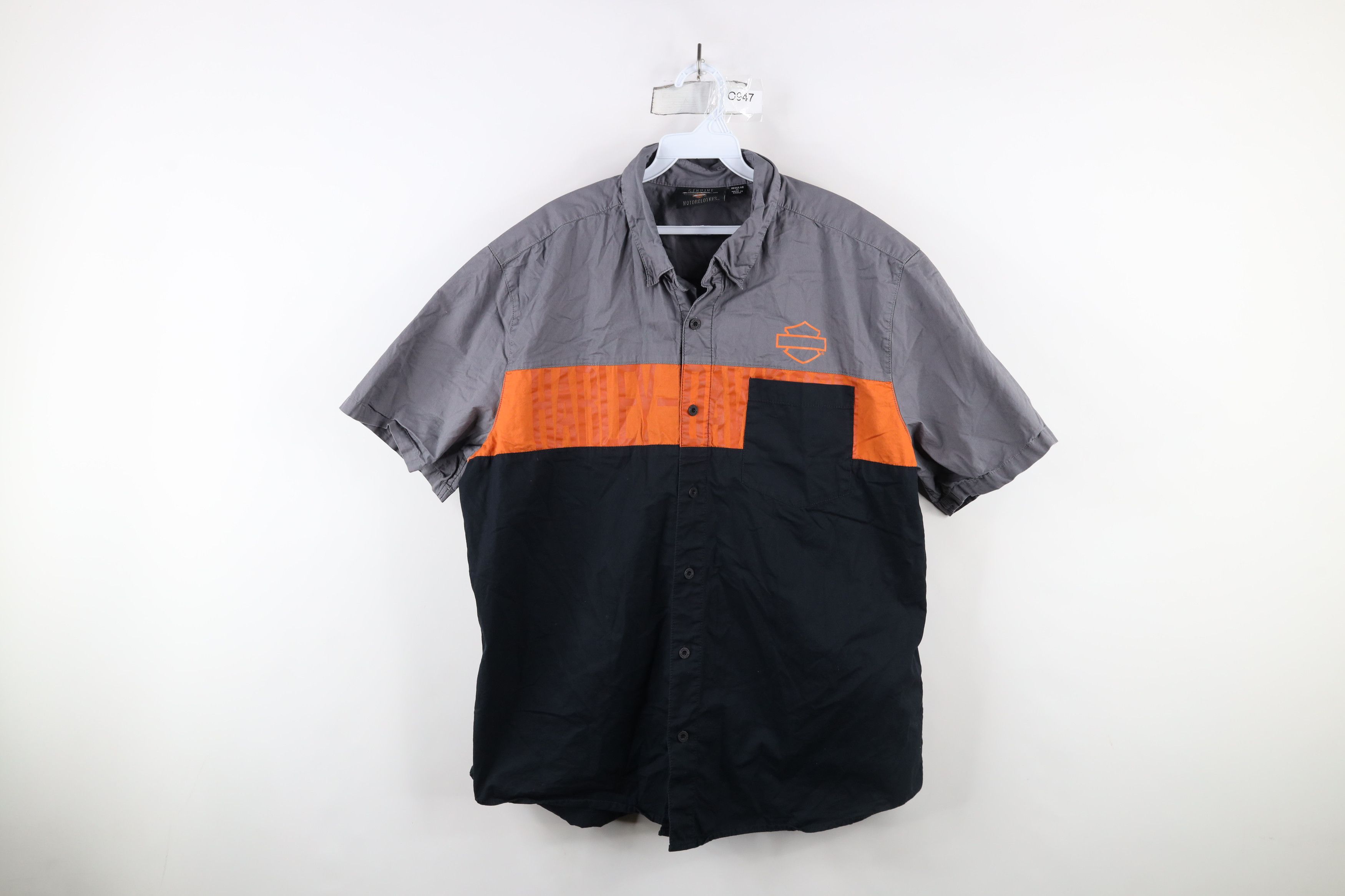 Harley Davidson × Vintage Vintage Harley Davidson Spell Out Work Mechanic Button Shirt Size US XL / EU 56 / 4 - 1 Thumbnail