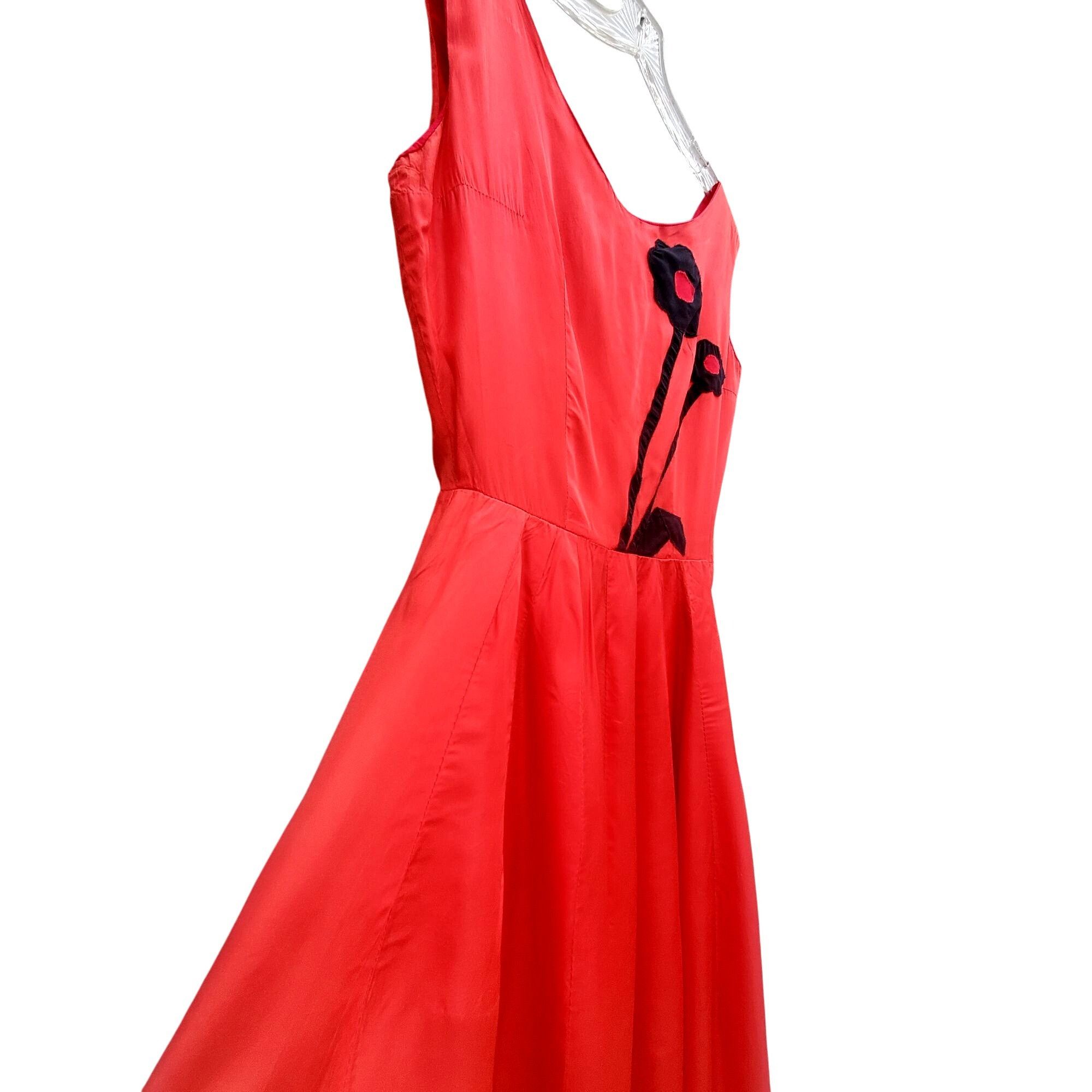 Vintage Vintage 30s Style Red Orange Acetate Maxi Size S Black Appli Size S / US 4 / IT 40 - 12 Thumbnail