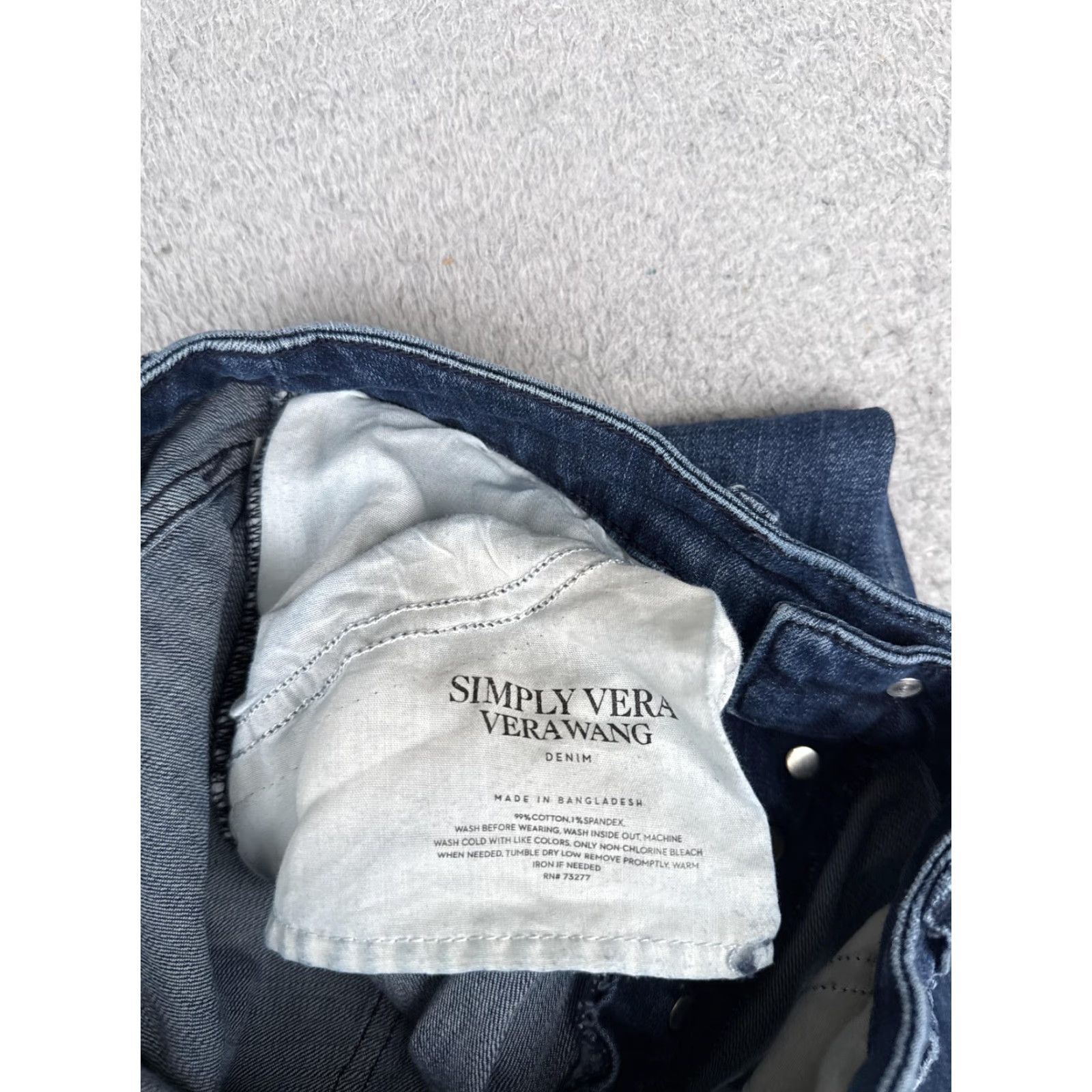 Vintage Simply Vera Vera Wang Jeans Womens 2 Blue Mid Rise Button Fly Distressed Bootcut Size 26" / US 2 / IT 38 - 7 Thumbnail
