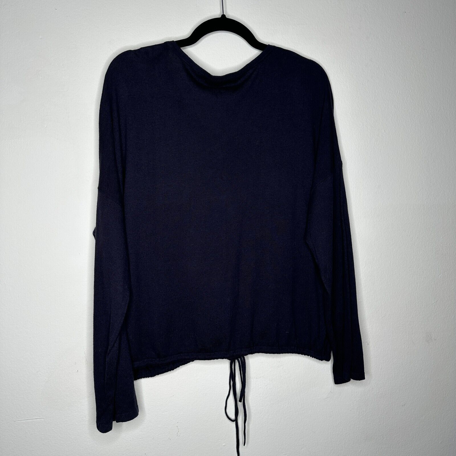 French Connection French Connection Drawstring Silk Blend VNeck Navy Sweater L Size L / US 10 / IT 46 - 1 Thumbnail