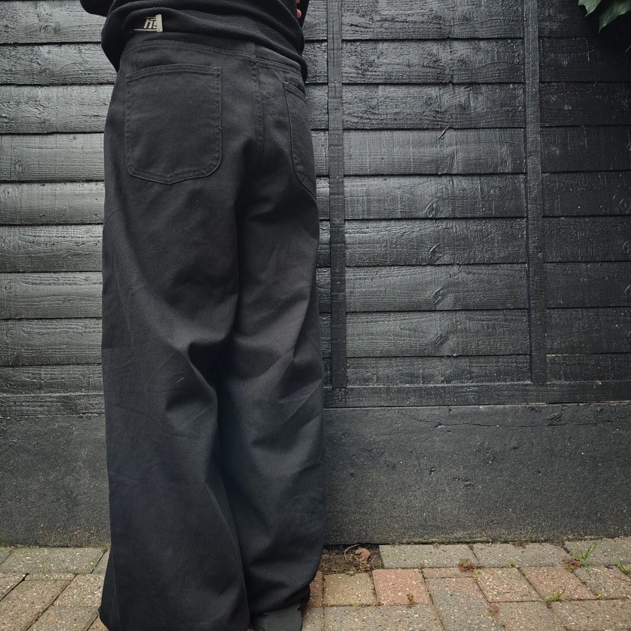 Other Black Ultra Wide Leg Canvas Trousers Size US 31 - 4 Thumbnail