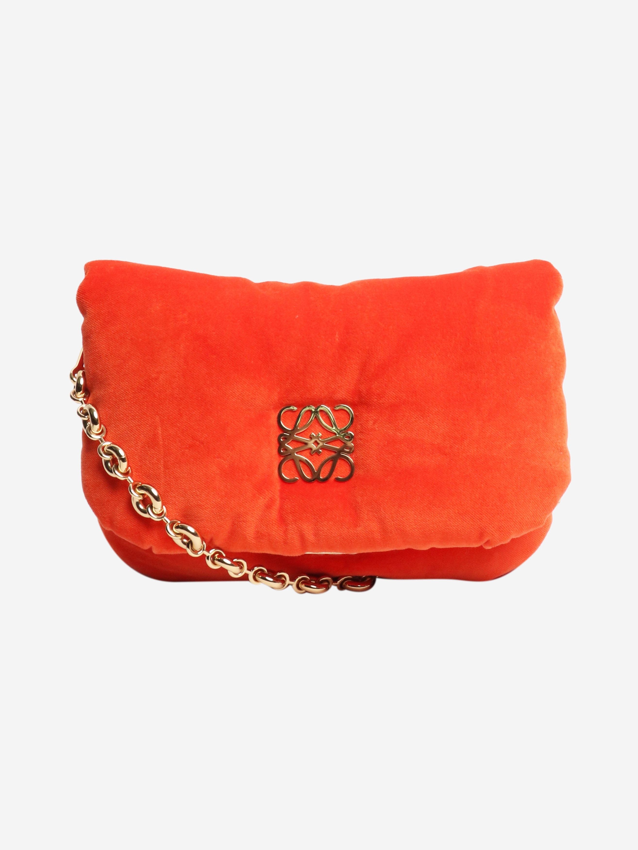 Loewe Orange Puffer Goya velvet shoulder bag Size ONE SIZE - 1 Thumbnail