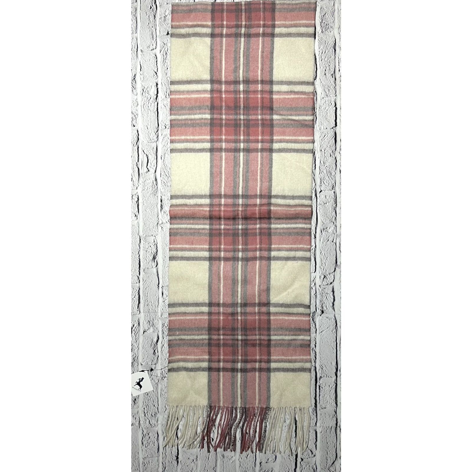 Pinko VINTAGE NWT WAMSOFT Lightweight Wool Scarf Plaid Pink Cream 72” X 12.5” Womens Size ONE SIZE - 6 Thumbnail