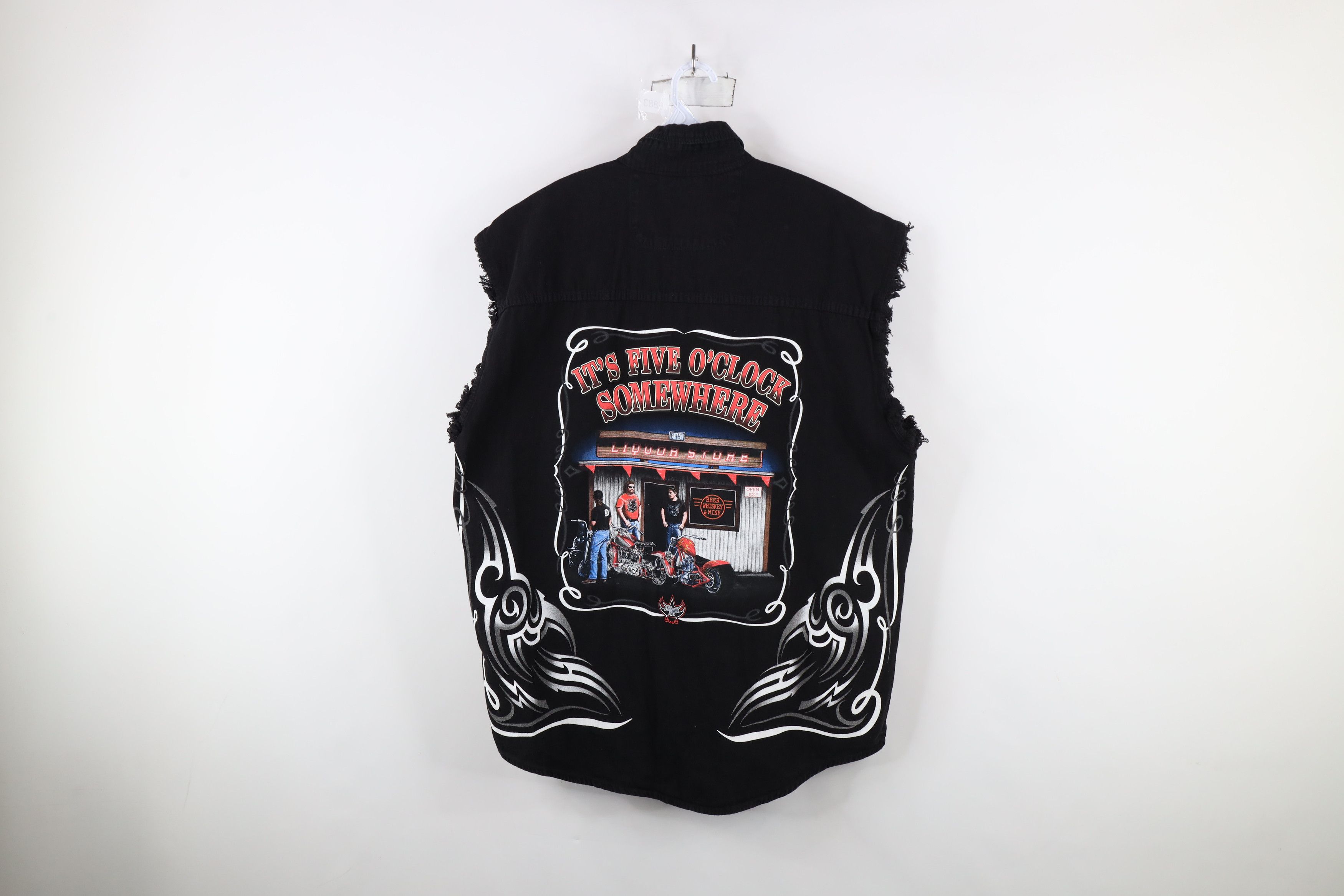 Vintage Vintage 90s Y2K Tribal Motorcycle Cut Off Denim Button Shirt Size US L / EU 52-54 / 3 - 17 Thumbnail