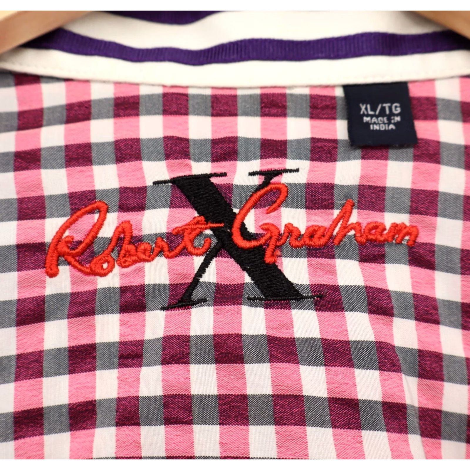 Robert Graham Robert Graham X Men's Pink Black Checked Flip Cuff Long Sleeve Shirt XL Size Multicolor Cotton Nylon Polyester Buttons Up Size US XL / EU 56 / 4 - 5 Thumbnail