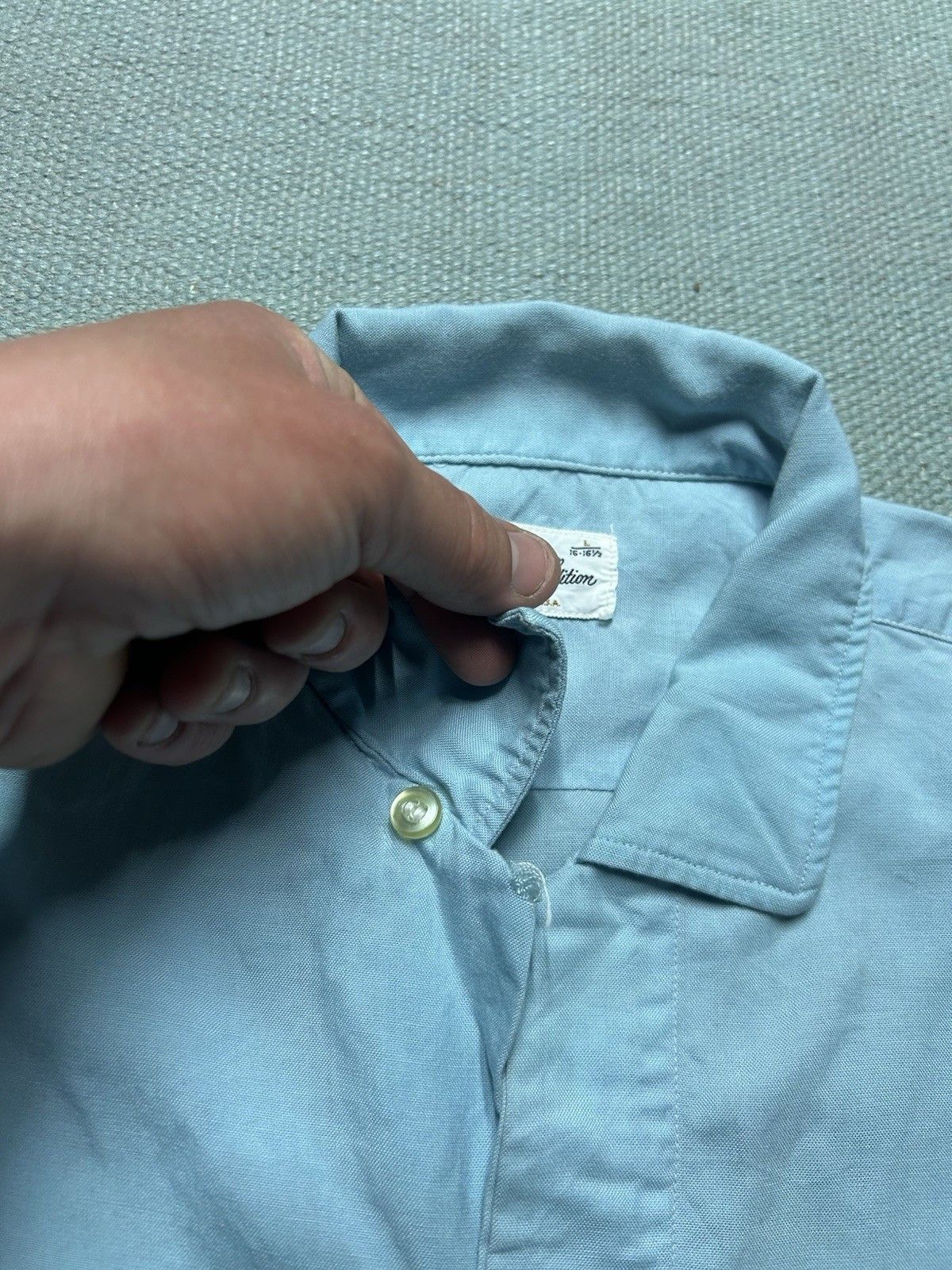 Vintage Vtg 1950s button shirt loop collar rayon light blue large Size US L / EU 52-54 / 3 - 7 Thumbnail