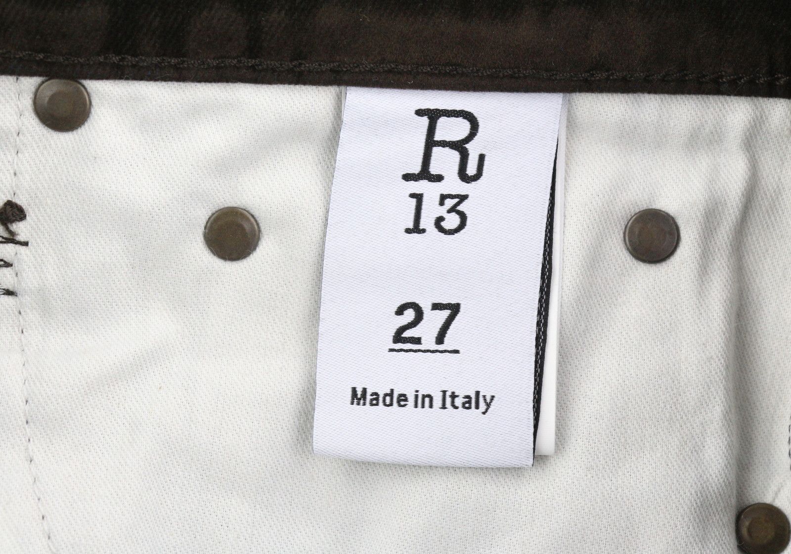 R13 JEAN 27 Flocked Brown High Rise Straight Zip Jeans 85839 Size 27" / US 4 / IT 40 - 8 Thumbnail
