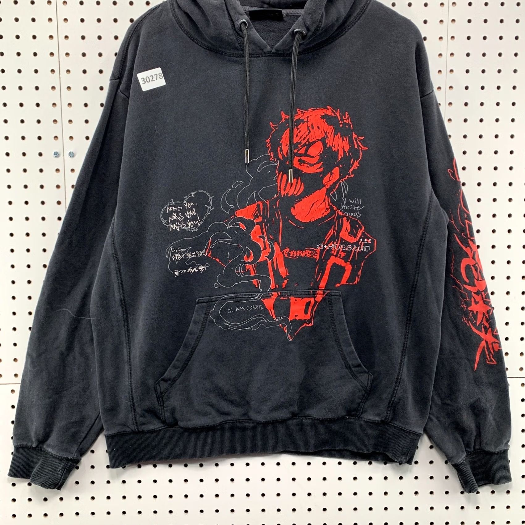 Vintage Corpse Husband Hoodie Mens L Faded Black Miss You I Am Corpse Graphic 26x27 Size US L / EU 52-54 / 3 - 6 Thumbnail