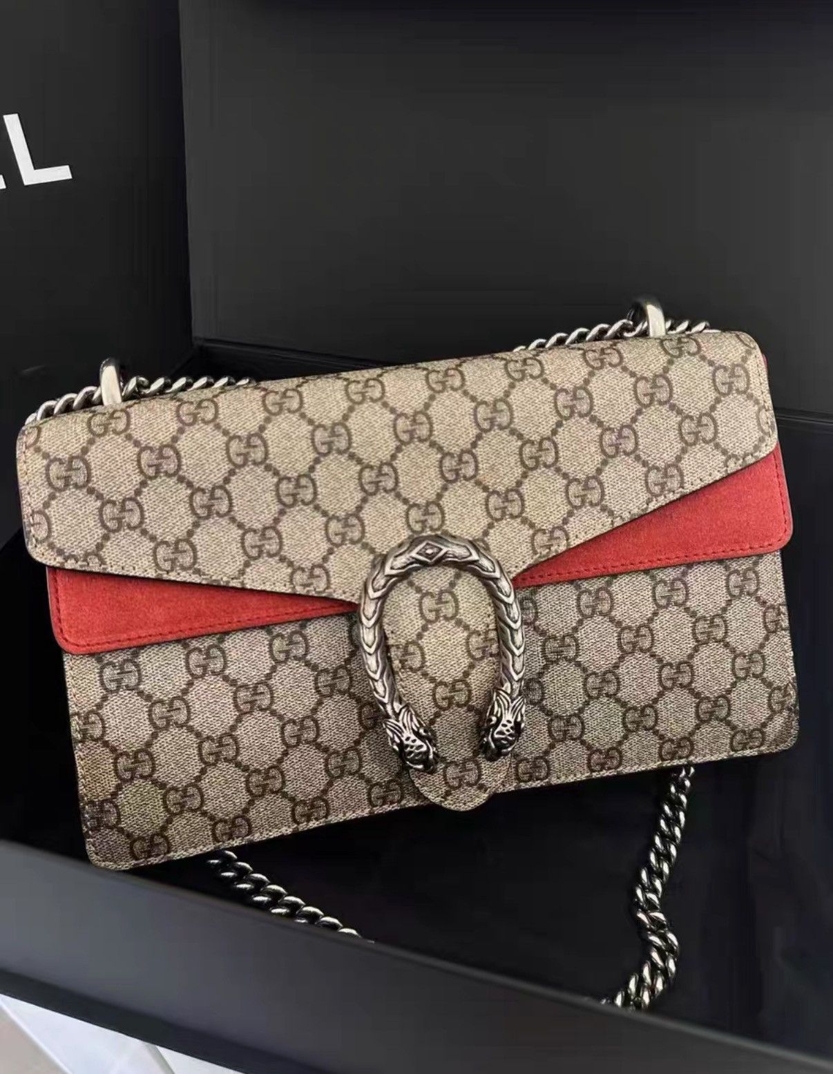 Gucci Gucci Medium Dionysus Monogram Red Chain Bag J38 Size ONE SIZE - 1 Thumbnail