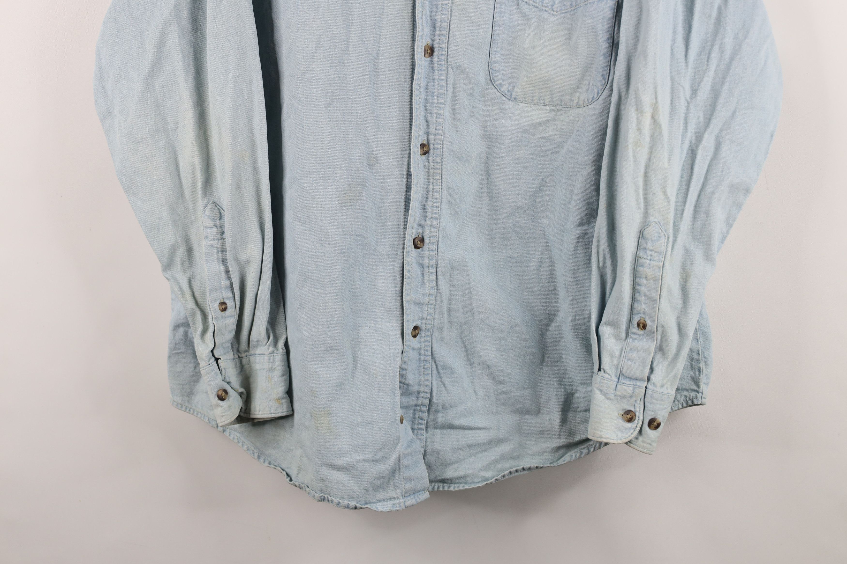 Vintage Vintage Y2K 2003 Break Room Lounge Denim Jean Button Shirt Size US L / EU 52-54 / 3 - 3 Thumbnail