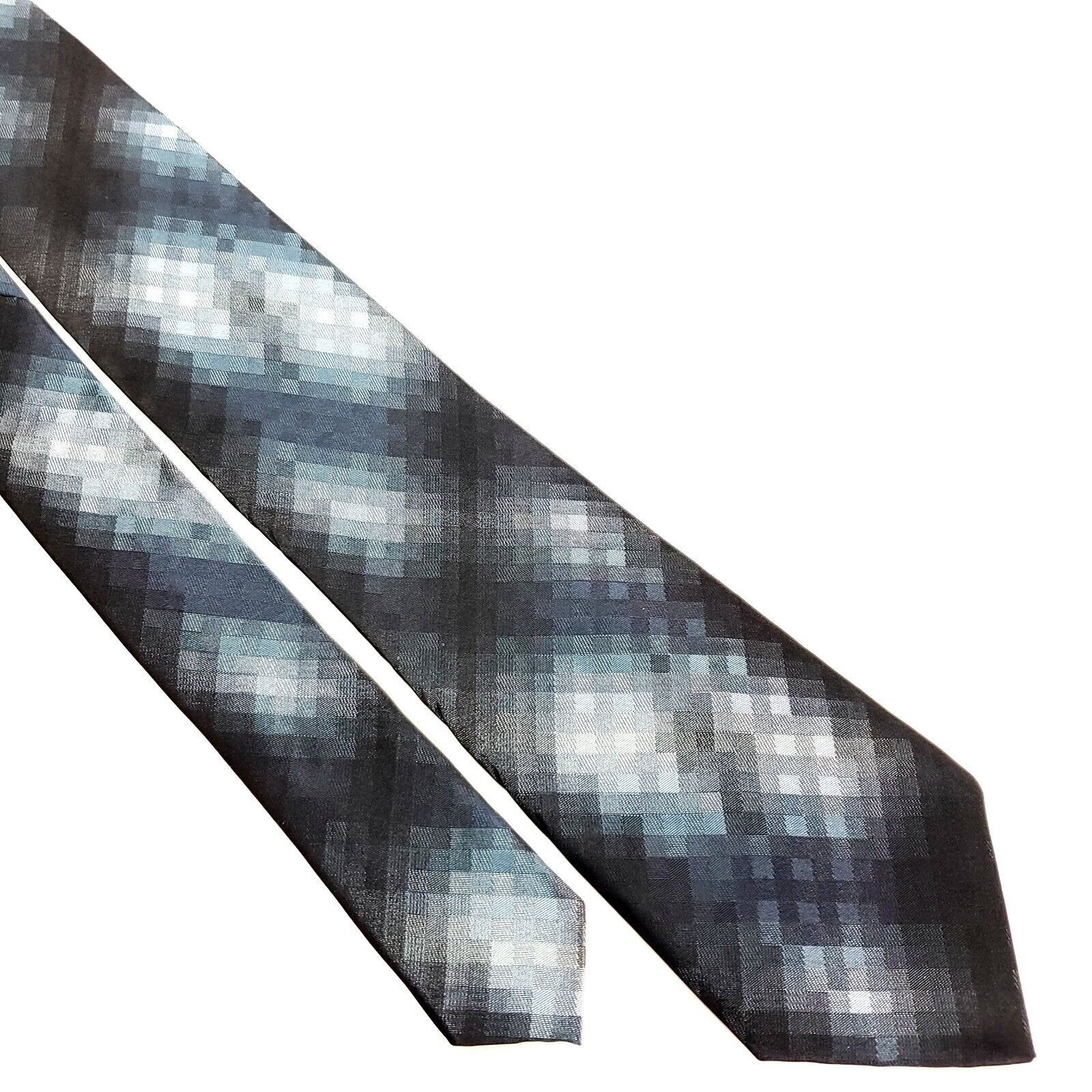 Van Heusen Van Heusen Studio Silk Tie Print Gray Blue Gradient Skinny Size ONE SIZE - 1 Thumbnail