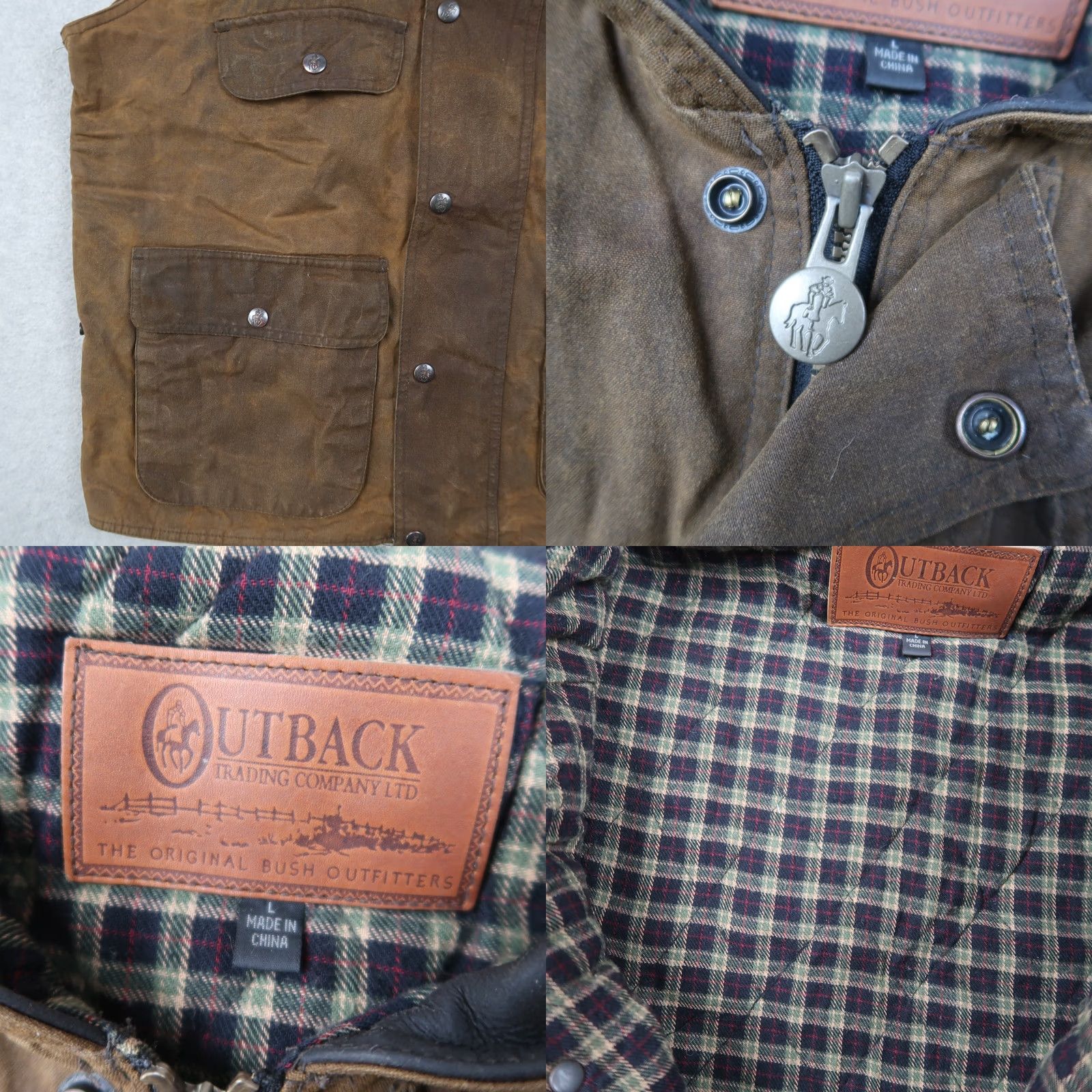 Vintage Outback Trading Company Vest Jacket Mens L Brown Waxed Flannel Lined Outdoors Size US L / EU 52-54 / 3 - 8 Thumbnail