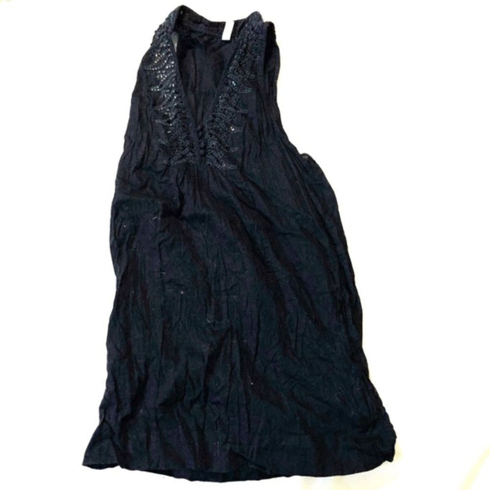 Free People Free People Embellished Black Mini Sundress | Sz XS Size XS / US 0-2 / IT 36-38 - 6 Thumbnail