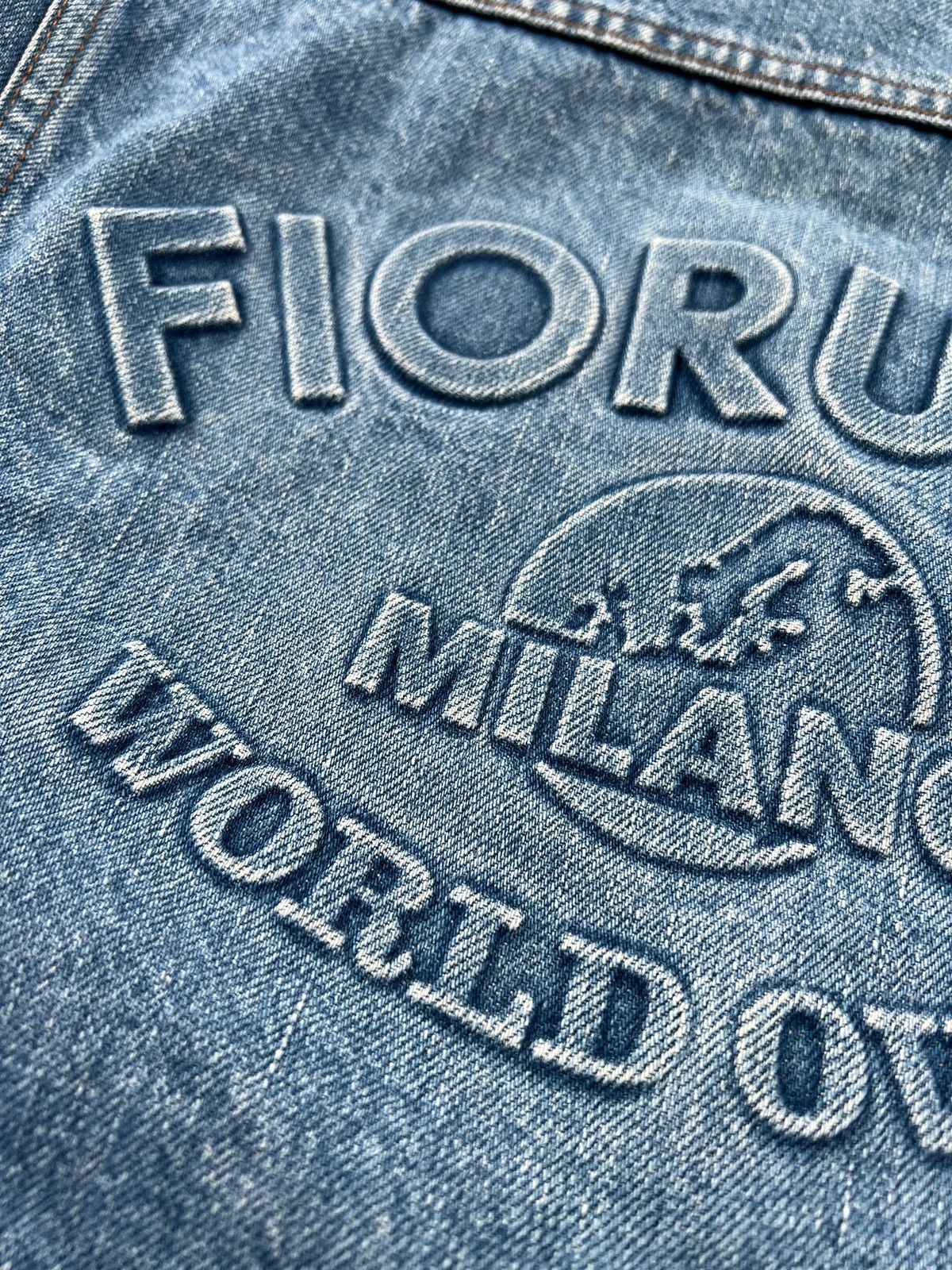 Fiorucci × Vintage Vintage 80s Fiorucci 3D Logo Cropped Denim Jacket Size US M / EU 48-50 / 2 - 10 Thumbnail
