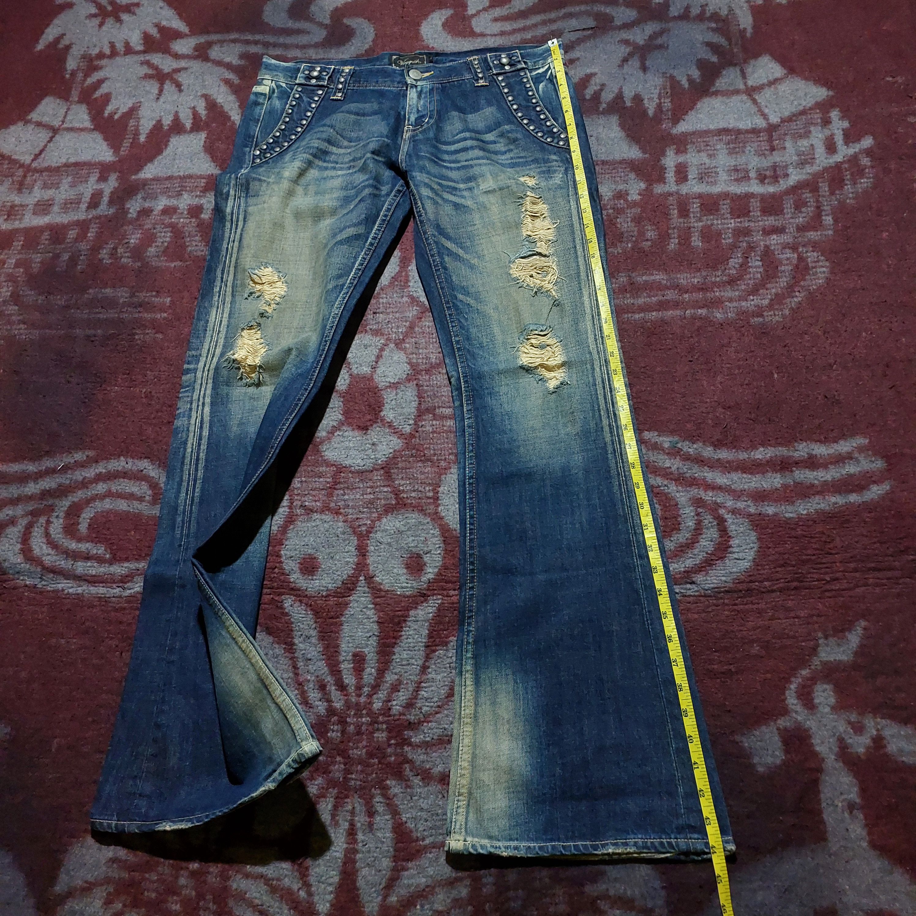 GOA Vanquish studded ripped flared blue denim Size US 36 / EU 52 - 14 Thumbnail