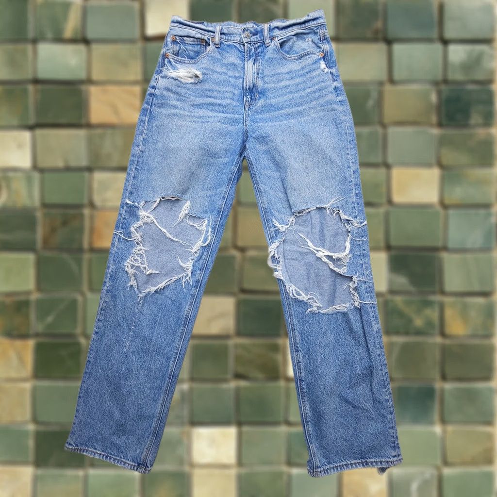 American Eagle Outfitters American Eagle Jeans Blue Size 8 Highest Rise Baggy Straight Denim Women 90s Size 30" / US 8 / IT 44 - 1 Thumbnail