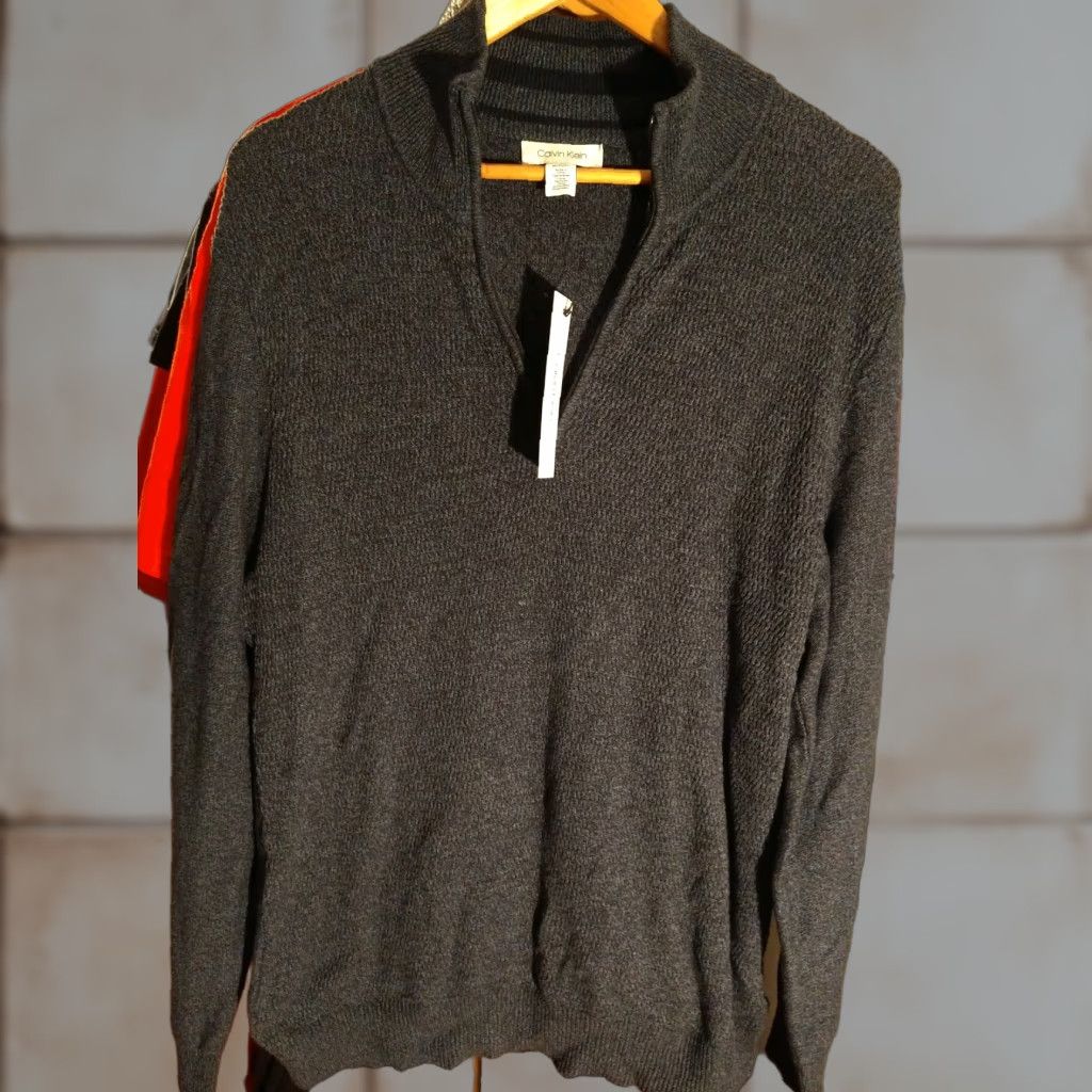 Calvin Klein VINTAGE? Brand New Calvin Klein Pullover Sweater Cadet Grindle XL Blue Cable-Knit 100% Cotton Men Sweater NWT Size US XL / EU 56 / 4 - 1 Thumbnail