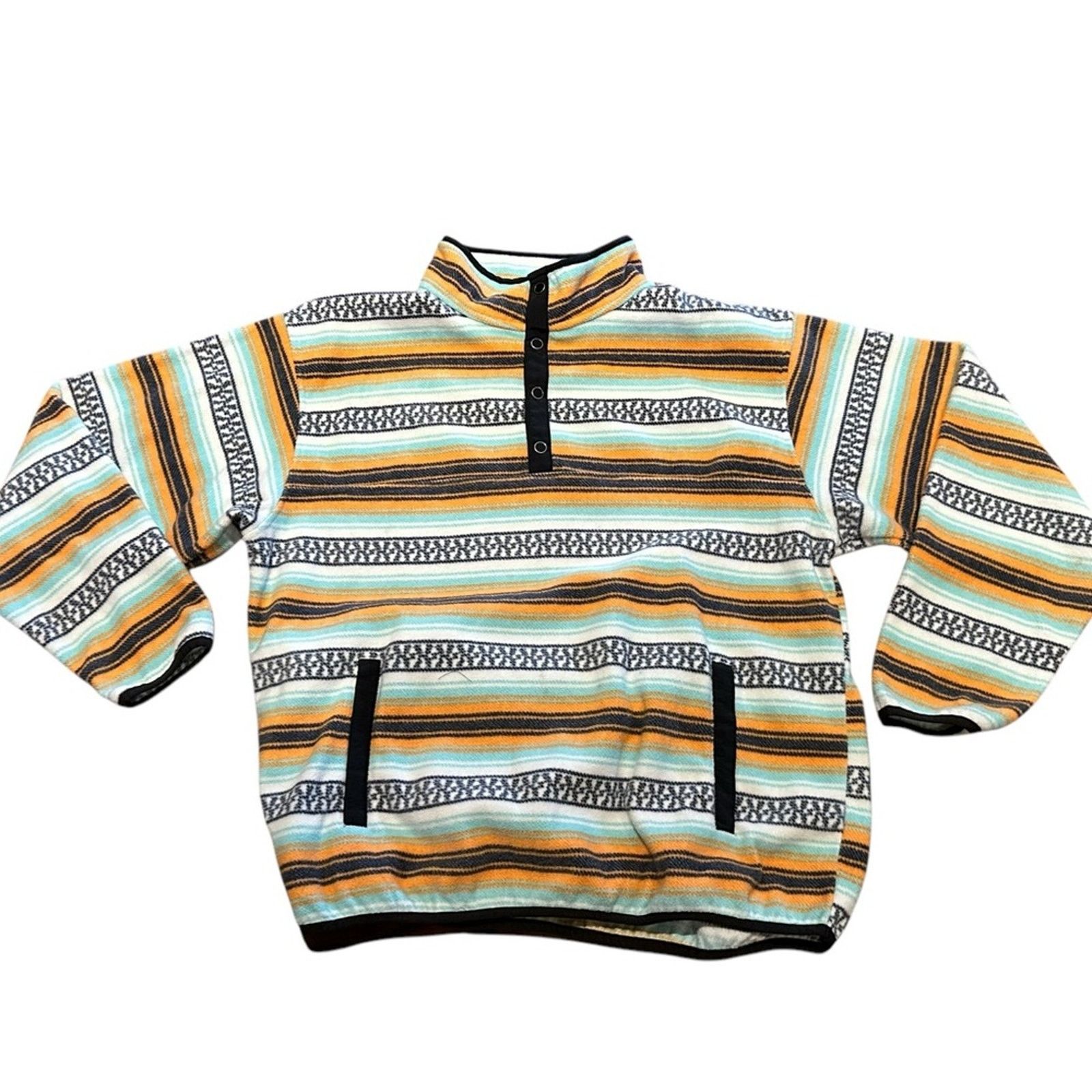 CINCH Cinch XL Fleece Quarter Snap Striped Multicolor Pullover Size US XL / EU 56 / 4 - 1 Thumbnail
