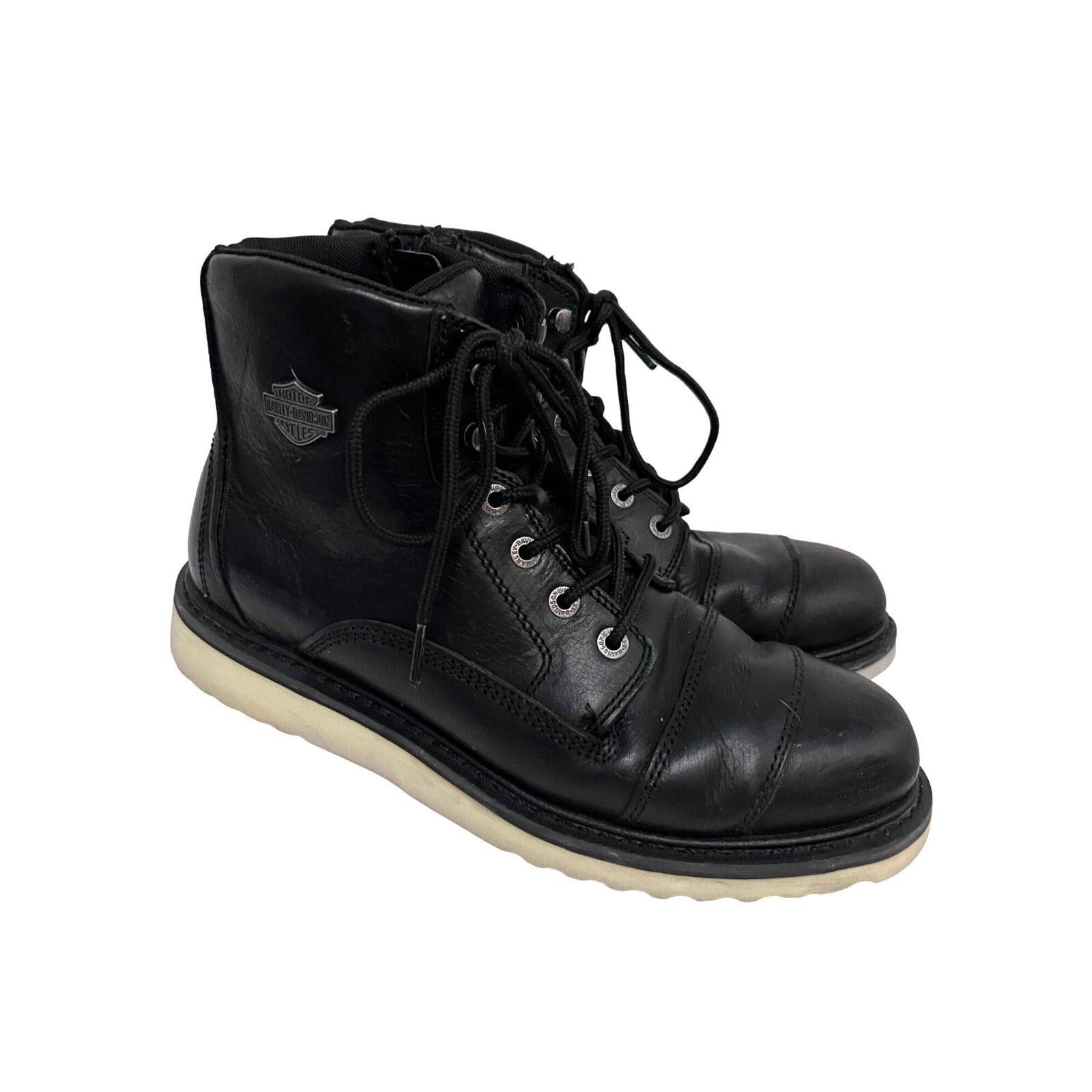 Harley Davidson Harley Davidson Black Leather Zip Up Ankle Boots US 11.5M Size US 11 / EU 44 - 1 Thumbnail