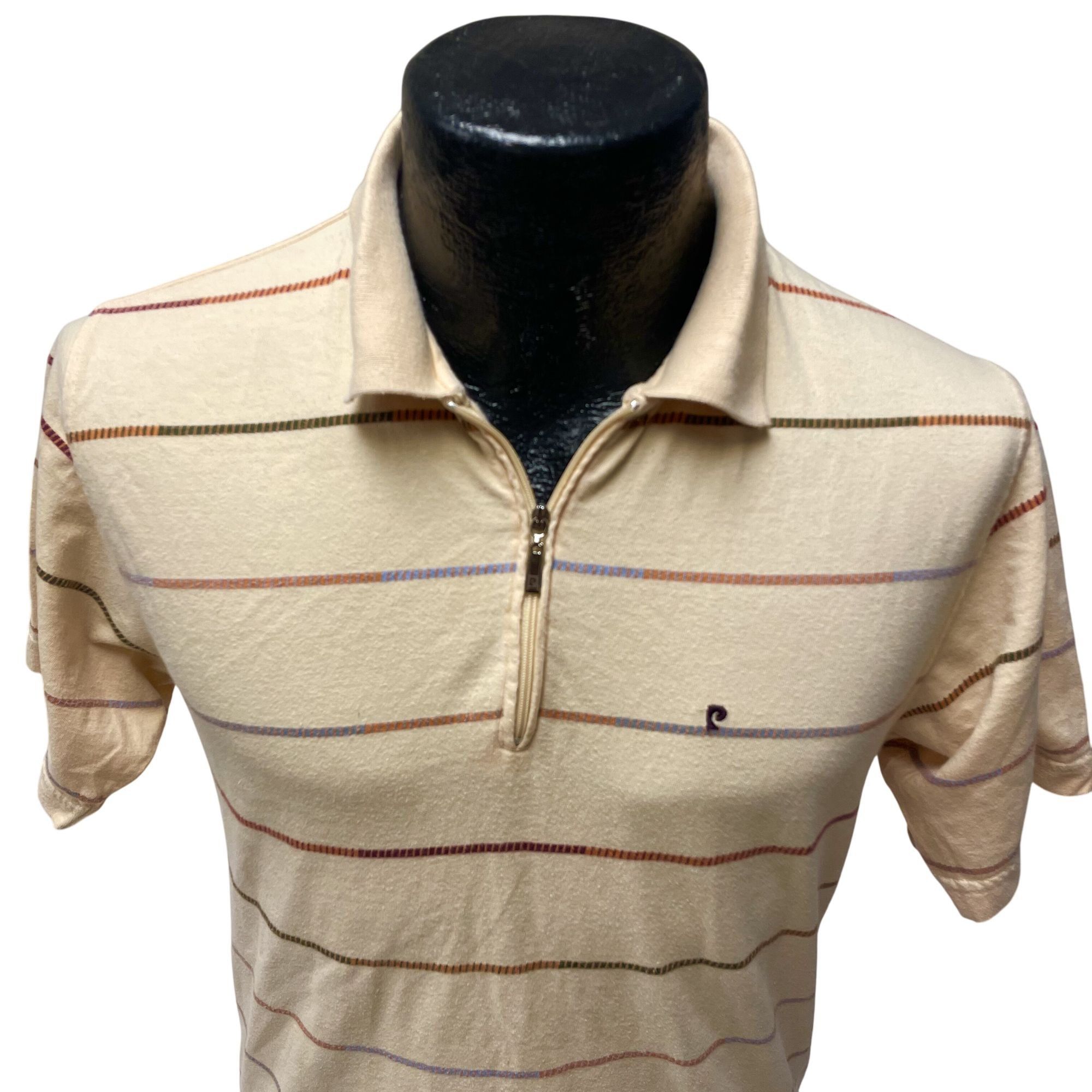 Pierre Cardin Vtg Pierre Cardin Paris Cream Stripe Logo Surfer Preppy POLO Size US S / EU 44-46 / 1 - 4 Thumbnail