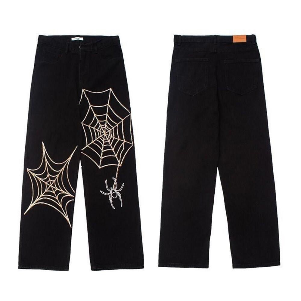 Jean Embroidery Spider Web Straight Casual Jeans Size US 30 / EU 46 - 5 Thumbnail