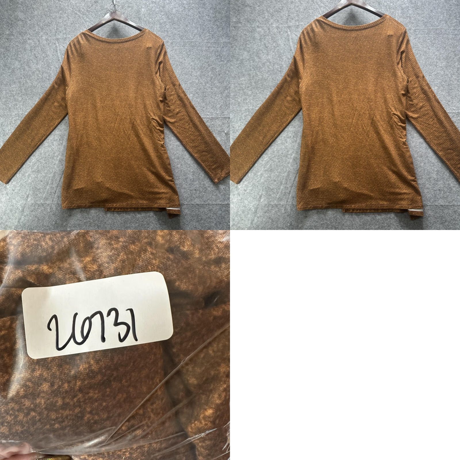Vintage Luukaa Shirt Womens 10 Brown Cinnamon V Neck Tunic Long Sleeve Stretch Geometric Size L / US 10 / IT 46 - 10 Thumbnail