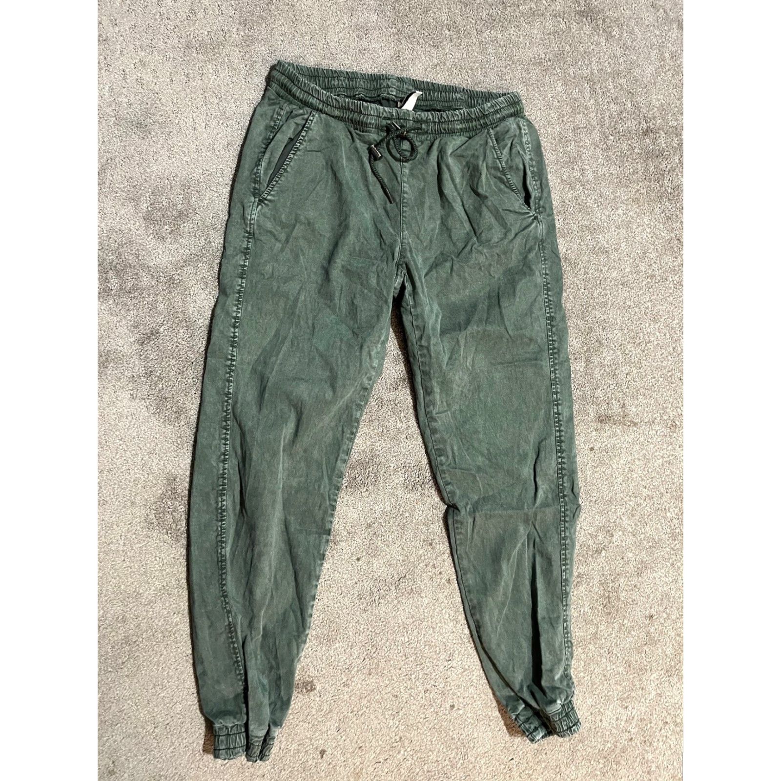 Zara ZARA Women’s Jogger Pants Size Small Elastic Waist Green Chino Size 28" / US 6 / IT 42 - 2 Thumbnail