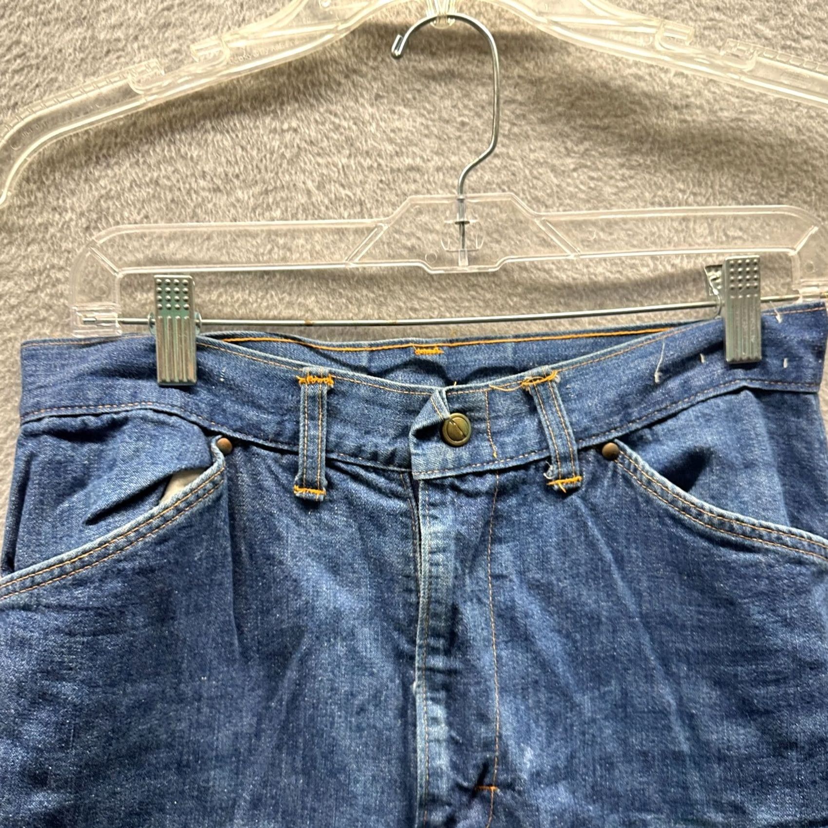 Denime VINTAGE H.I.S. Jeans Adult W 28 L 30 Blue Denim Pants Cotton Zip 70s 80s Size US 28 / EU 44 - 7 Thumbnail