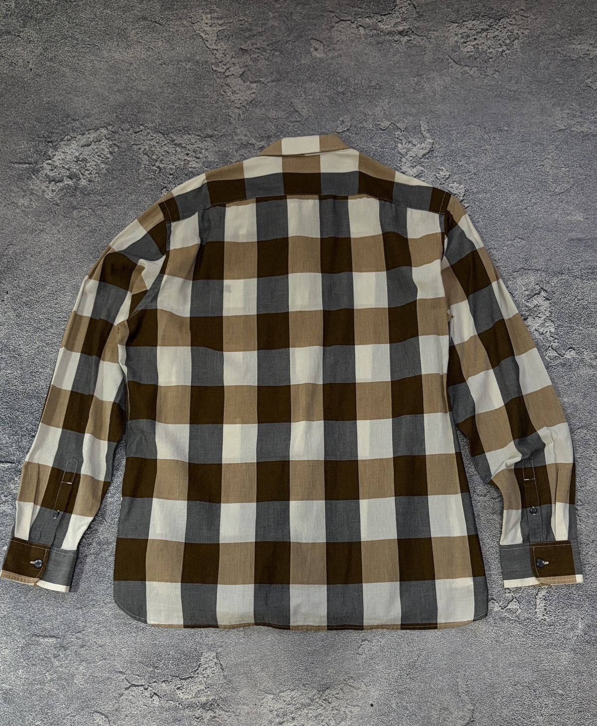 Burberry Burberry London England Large Check Cotton Linen Shirt XL Size US XL / EU 56 / 4 - 2 Thumbnail