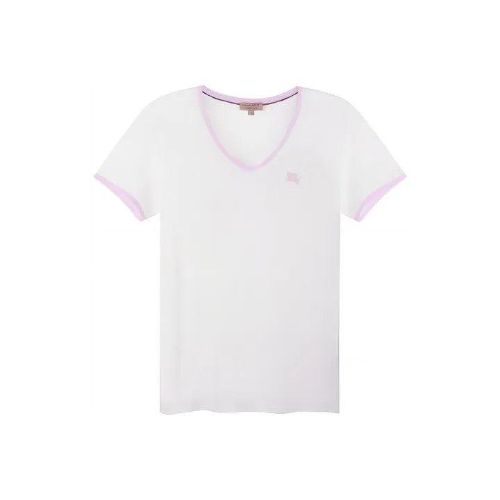 Burberry Burberry Embroidered V-Neck Short Sleeve T-Shirt 0079 Size L / US 10 / IT 46 - 1 Thumbnail