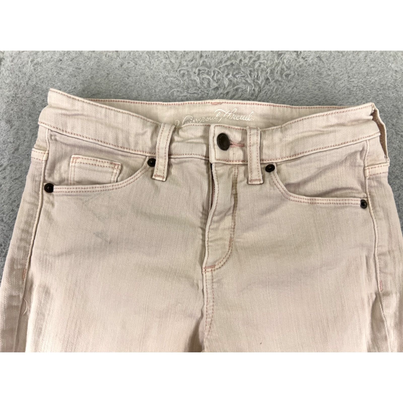 Vintage Universal Thread Jeans Women 0 Pink Denim Skinny High Rise Crop 5-Pocket Regular Size 25" / US 0 / IT 36 - 4 Thumbnail