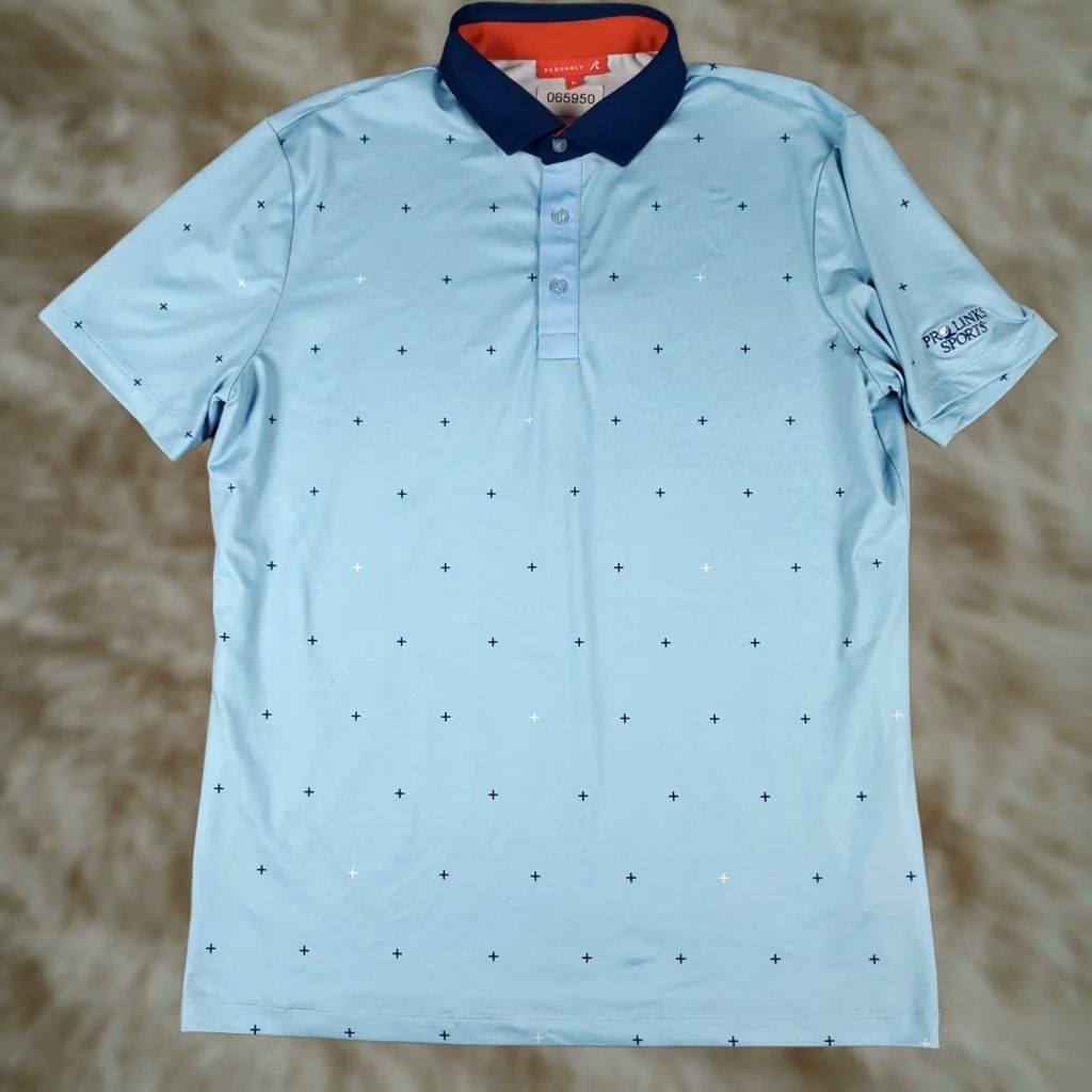 Vintage Redvanly Polo Shirt Mens Size M Light Blue Star Print Golf Short Sleeve Size US M / EU 48-50 / 2 - 1 Thumbnail