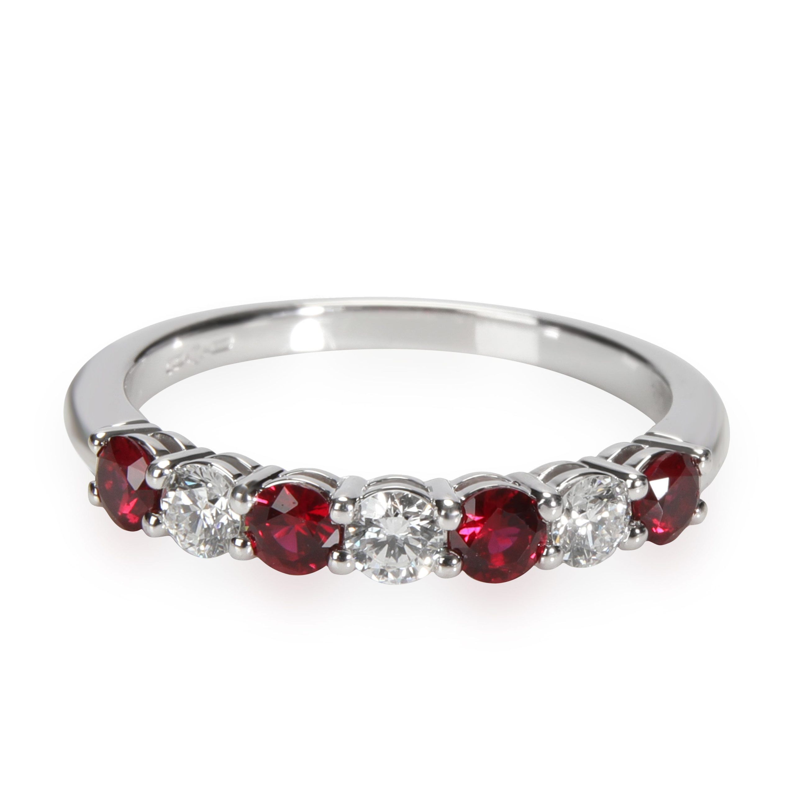 image of Tiffany Co Tiffany & Co. Embrace Ruby And Diamond Band In Platinum 0.25 Ctw in Silver, Women's