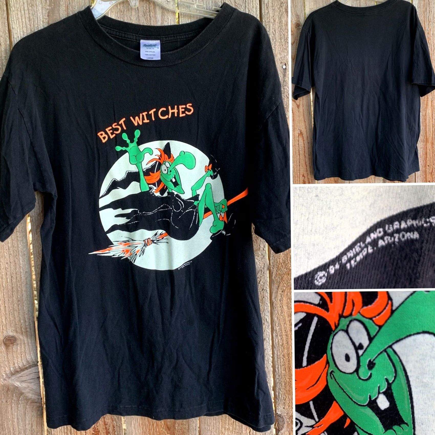 Vintage VINTAGE Best Witches T-Shirt Glow In The Dark L Brieland Graphics 90s 1990s Black Mens Graphic Tee Halloween Size US L / EU 52-54 / 3 - 4 Thumbnail