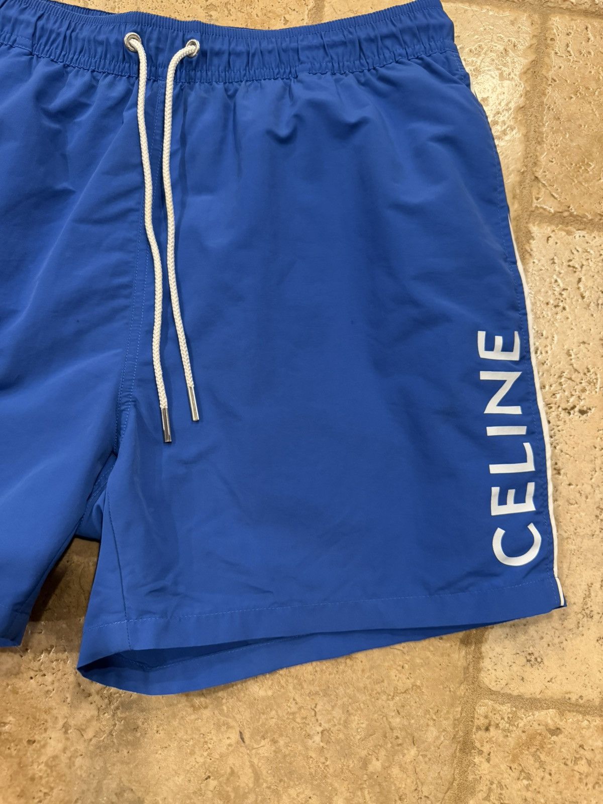 Celine Celine x Hedi FW23 Royal Blue Swim Trunks Logo Print Shorts Size US 34 / EU 50 - 2 Thumbnail