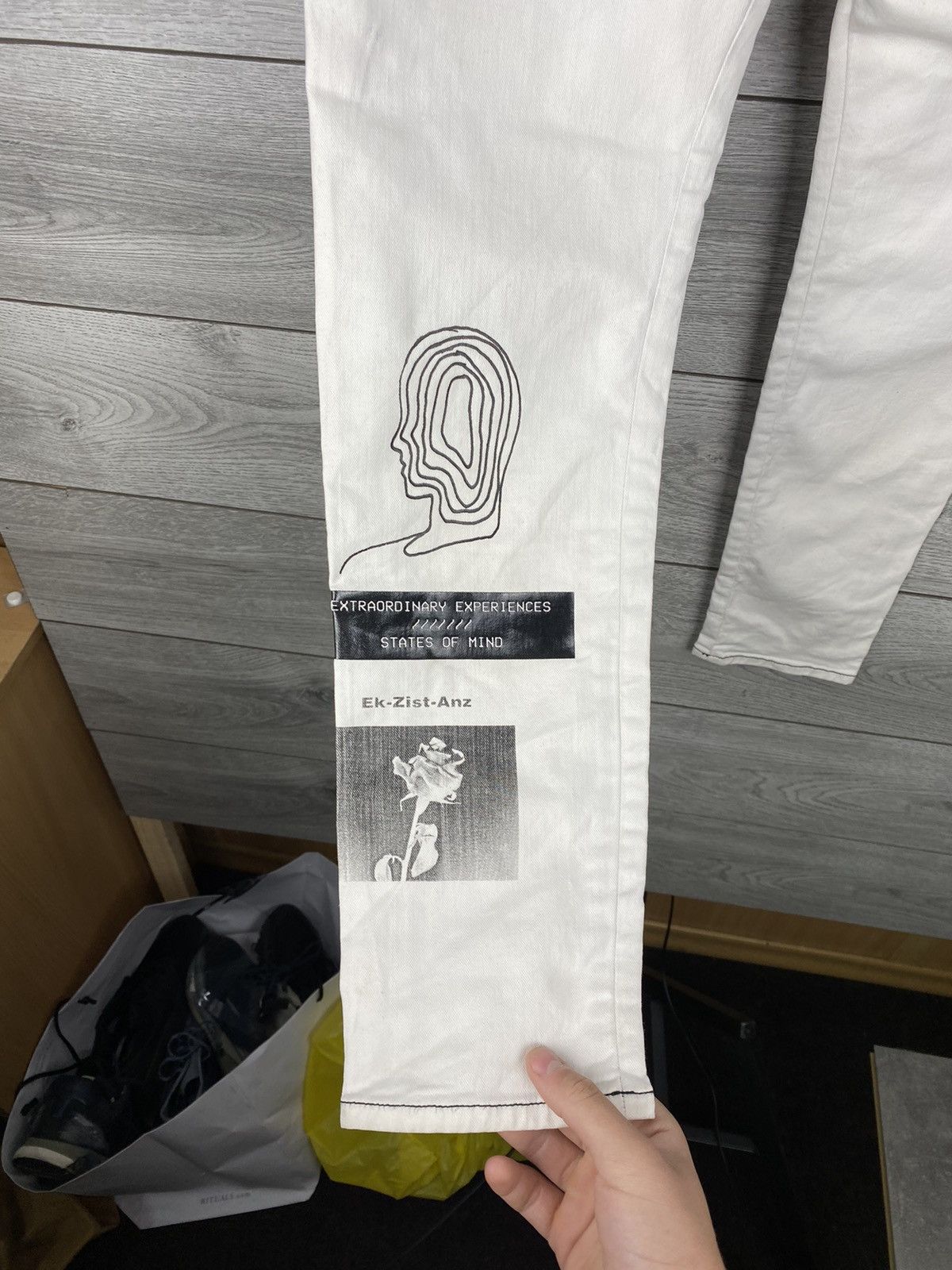 Diesel Diesel Archive Style White Printed Jeans Size US 31 - 14 Thumbnail