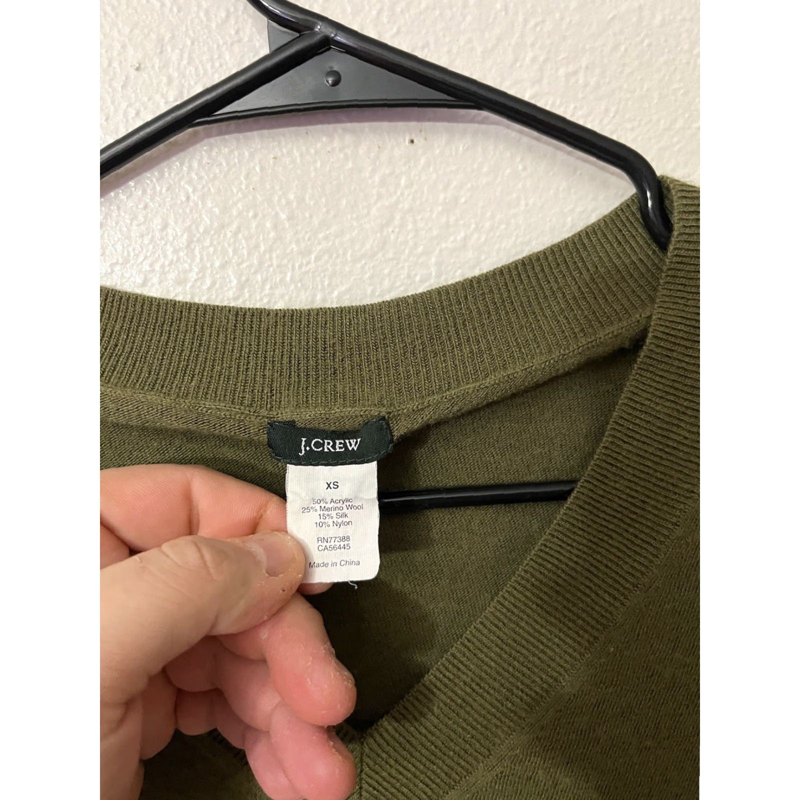 J.Crew J. Crew Merino Wool Blend V-Neck Sweater Women XS Green Womens Size XS / US 0-2 / IT 36-38 - 3 Thumbnail