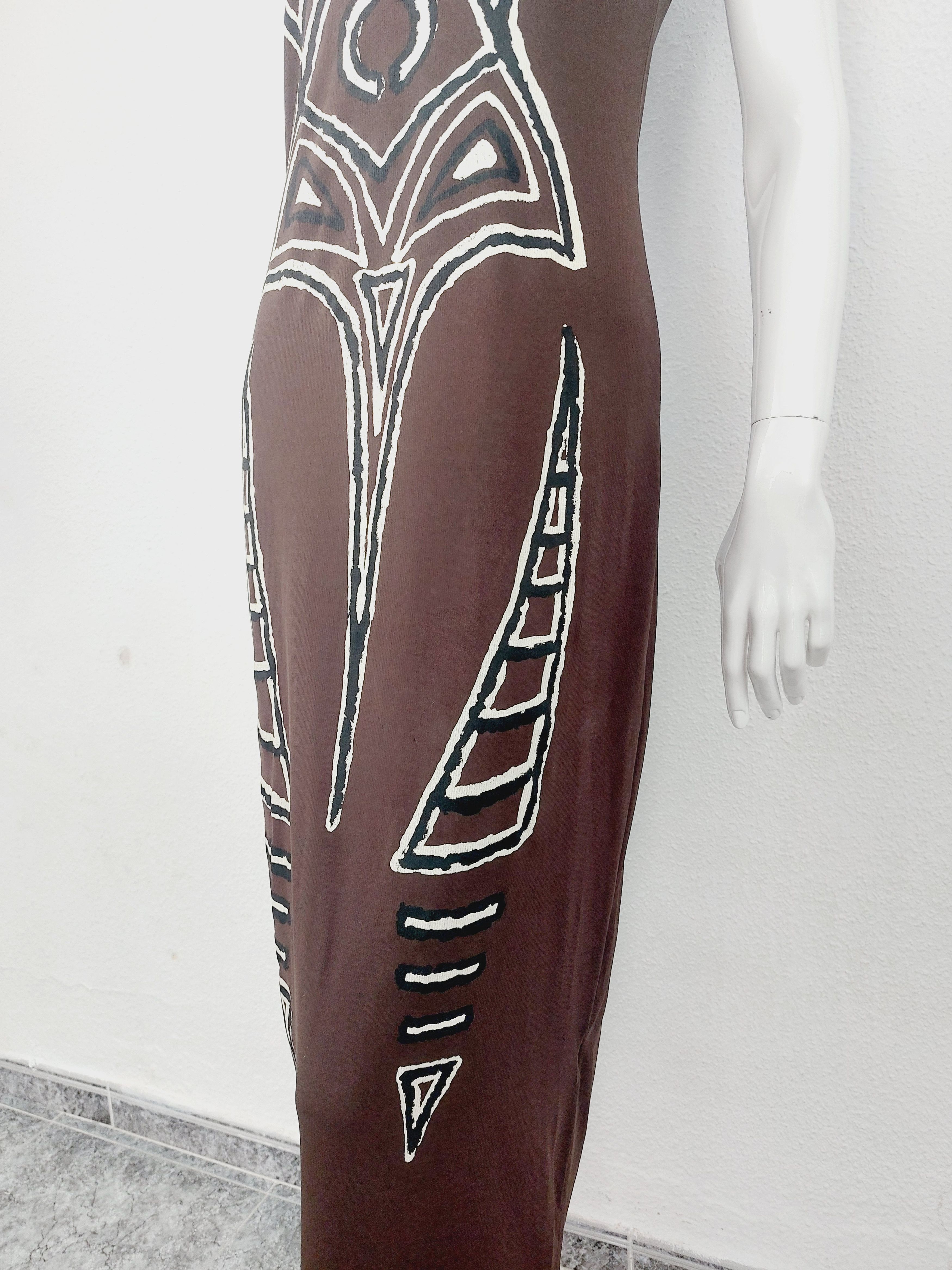 Miss Sixty Y2K Miss Sixty Tribal Maori Skeleton Tattoo Maxi Dress Size L / US 10 / IT 46 - 7 Thumbnail