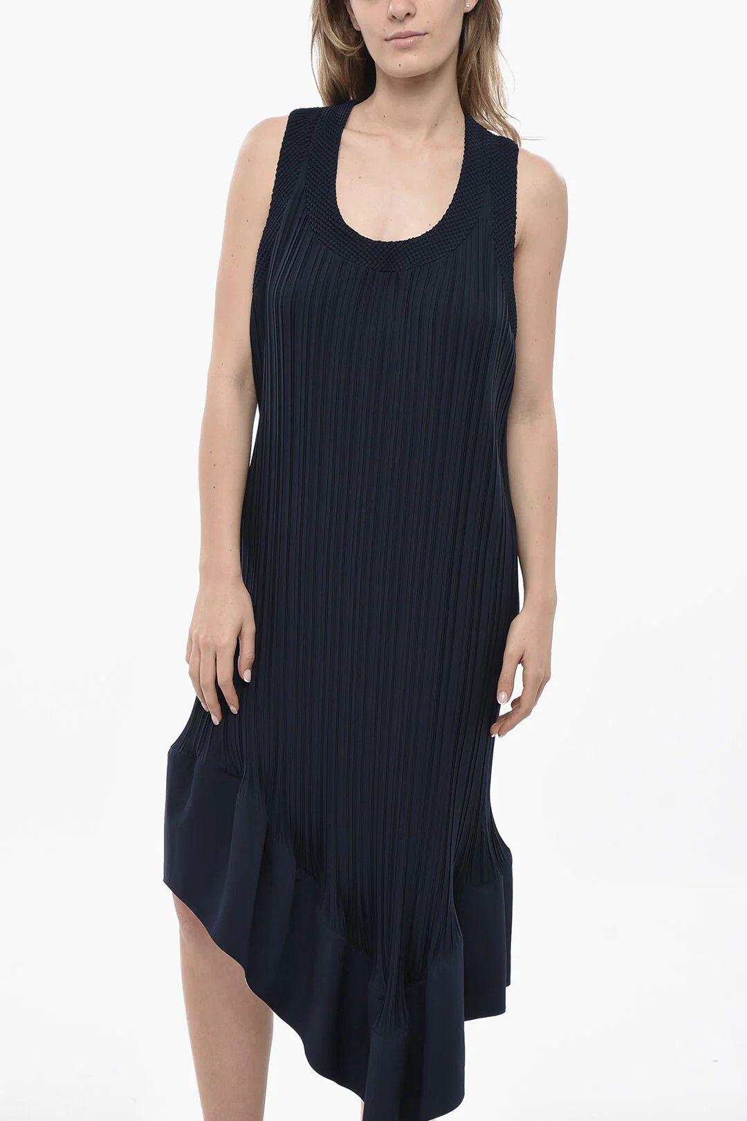 Lanvin og1mm0426 Pleated Chiffon Dress in Blue Size M / US 6-8 / IT 42-44 - 4 Thumbnail